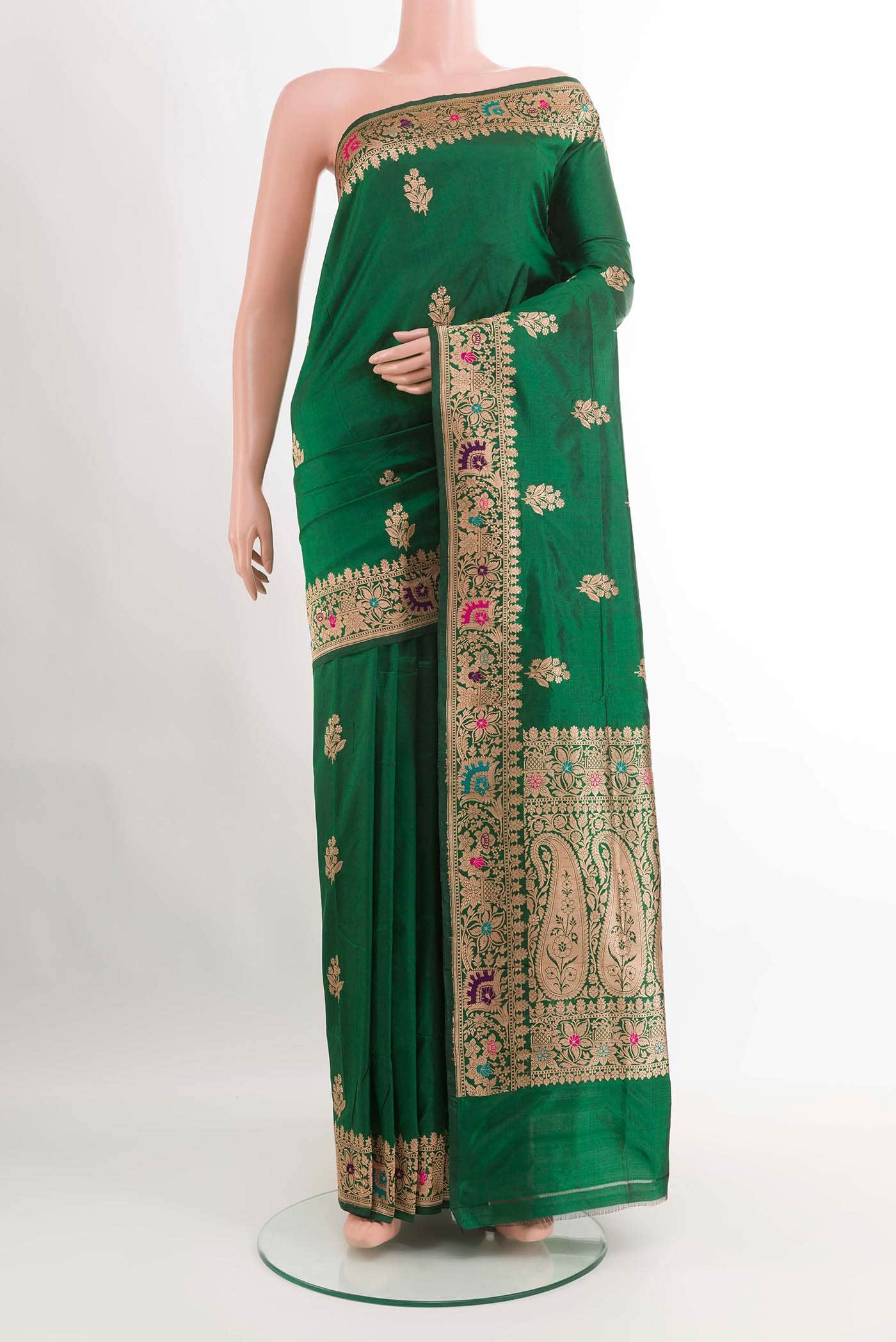 Green Banarasi Katan Silk Saree