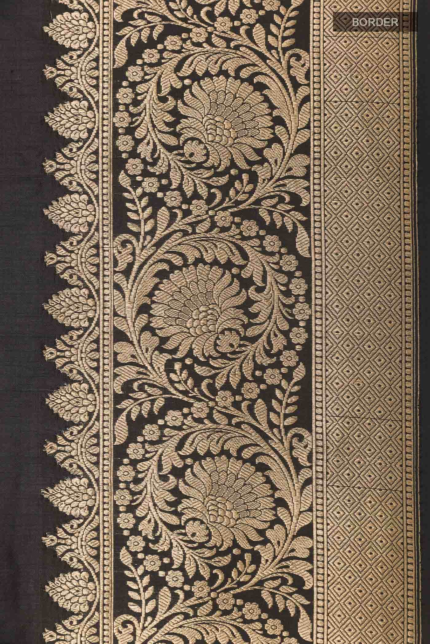 Black Banarasi Katan Silk Saree