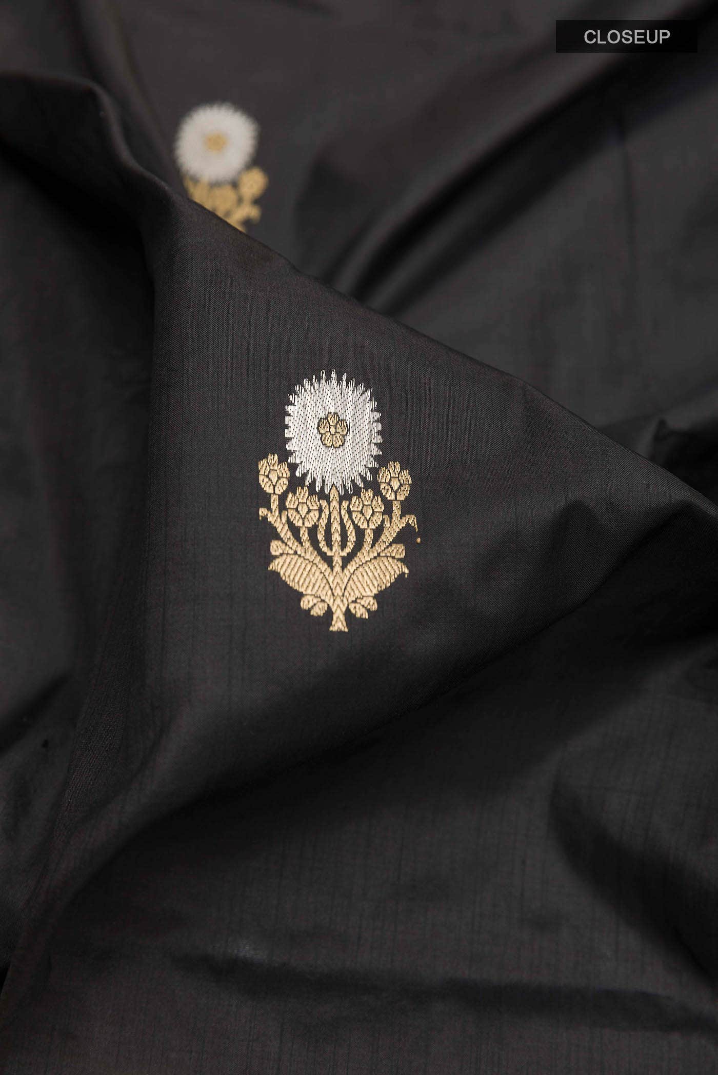 Black Banarasi Katan Silk Saree