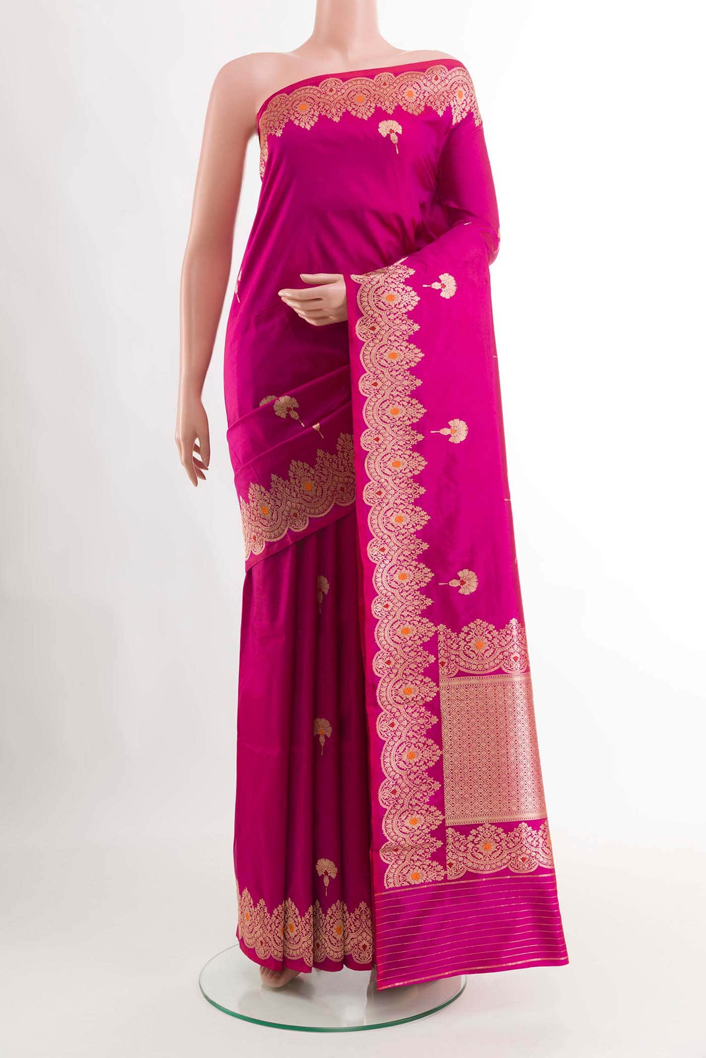 Dark Pink Banarasi Katan Silk Saree