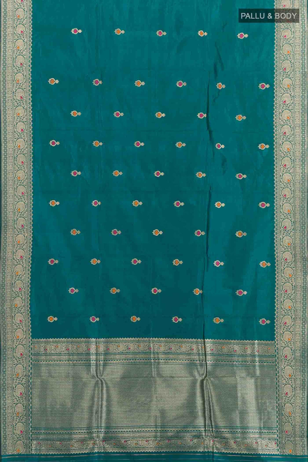 Peacock Blue Banarasi Katan Silk Saree