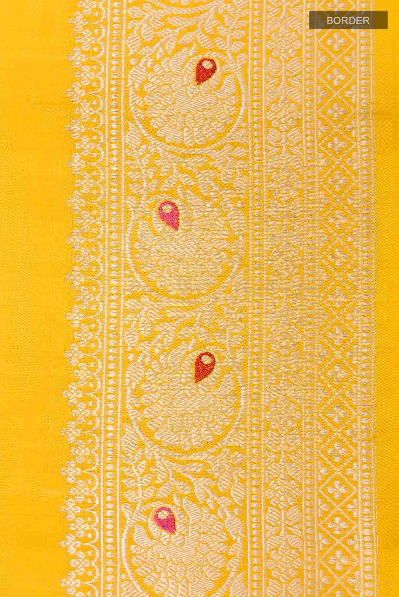 Yellow Banarasi Katan Silk Saree