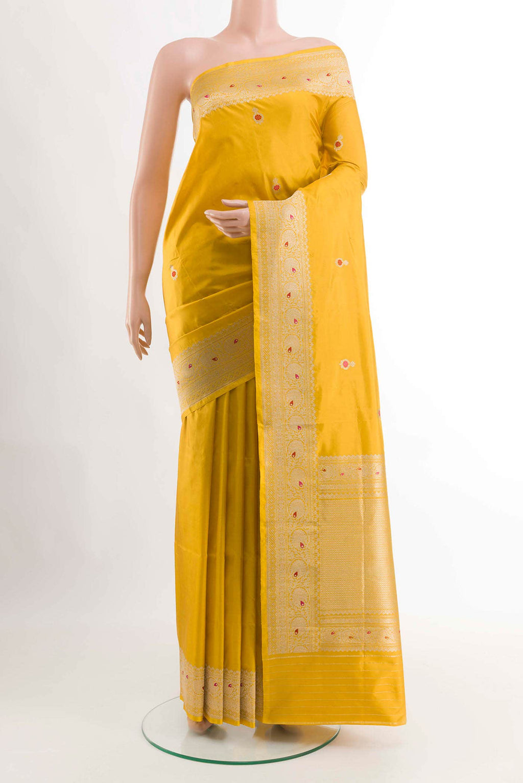 Yellow Banarasi Katan Silk Saree