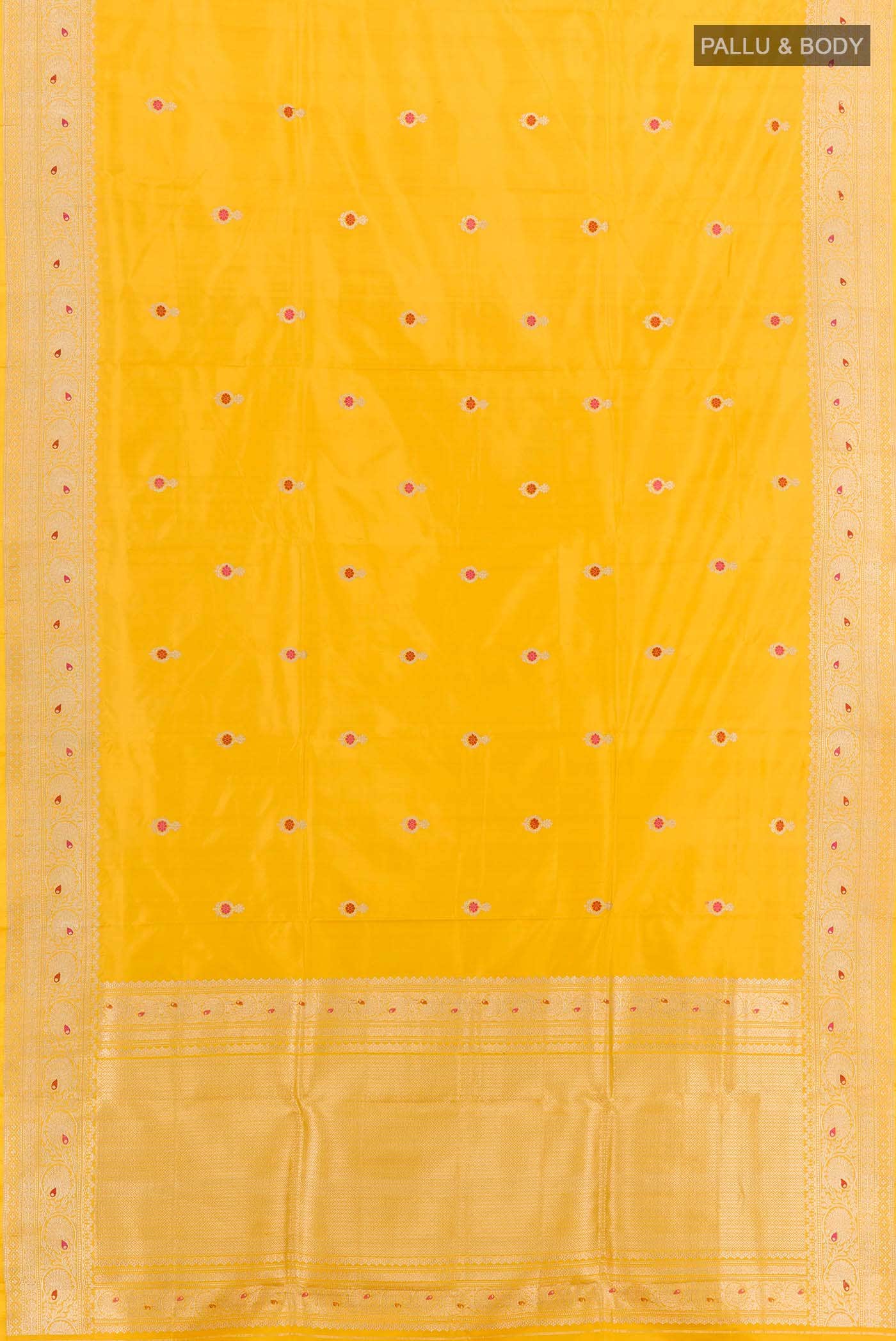 Yellow Banarasi Katan Silk Saree