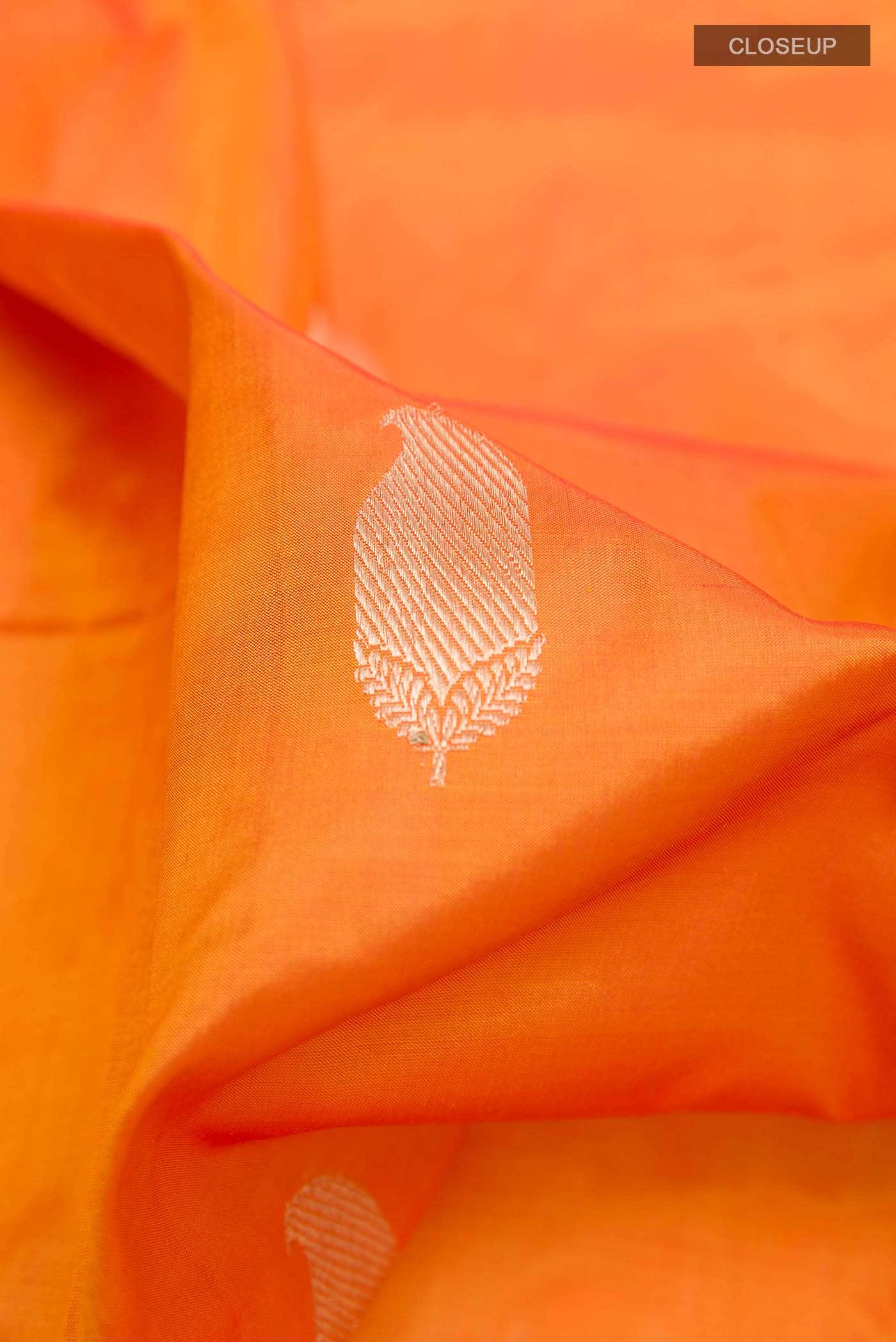 Orange Banarasi Katan Silk Saree