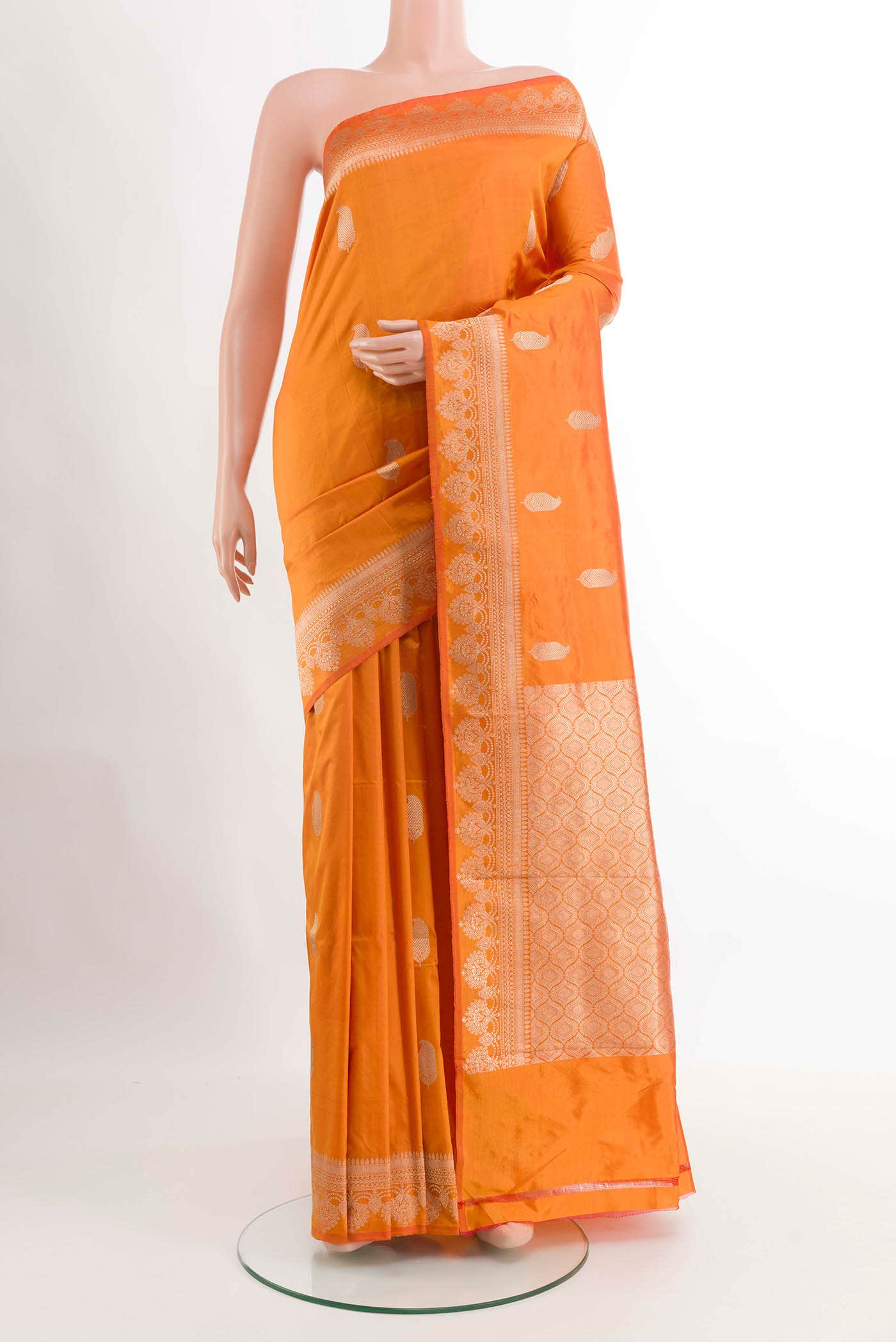 Orange Banarasi Katan Silk Saree