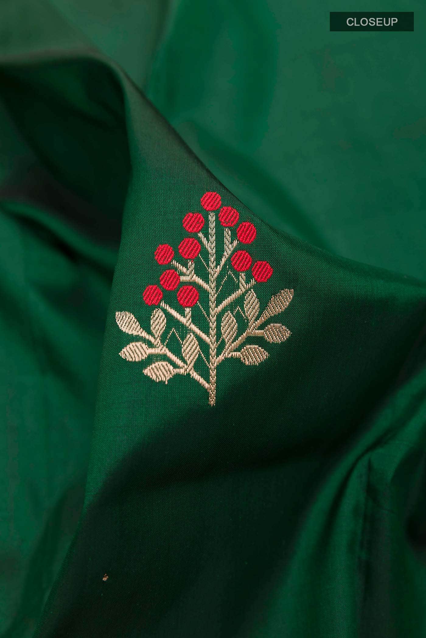 Green Banarasi Katan Silk Saree