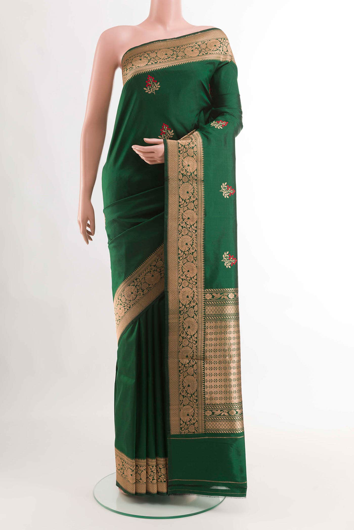 Green Banarasi Katan Silk Saree