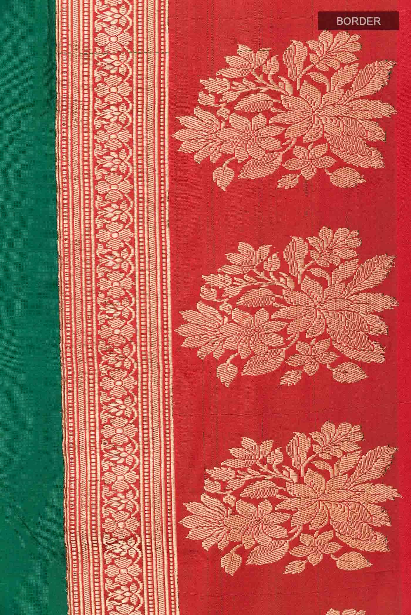 Bottle Green Banarasi Katan Silk Saree