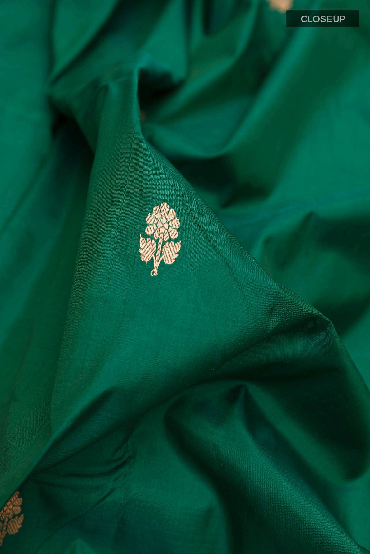 Bottle Green Banarasi Katan Silk Saree