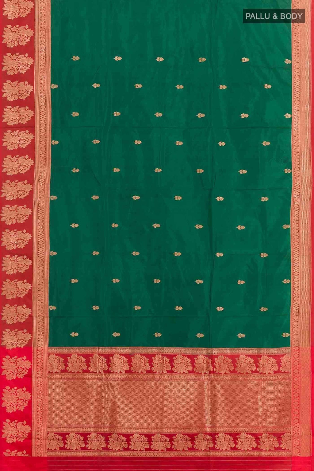 Bottle Green Banarasi Katan Silk Saree