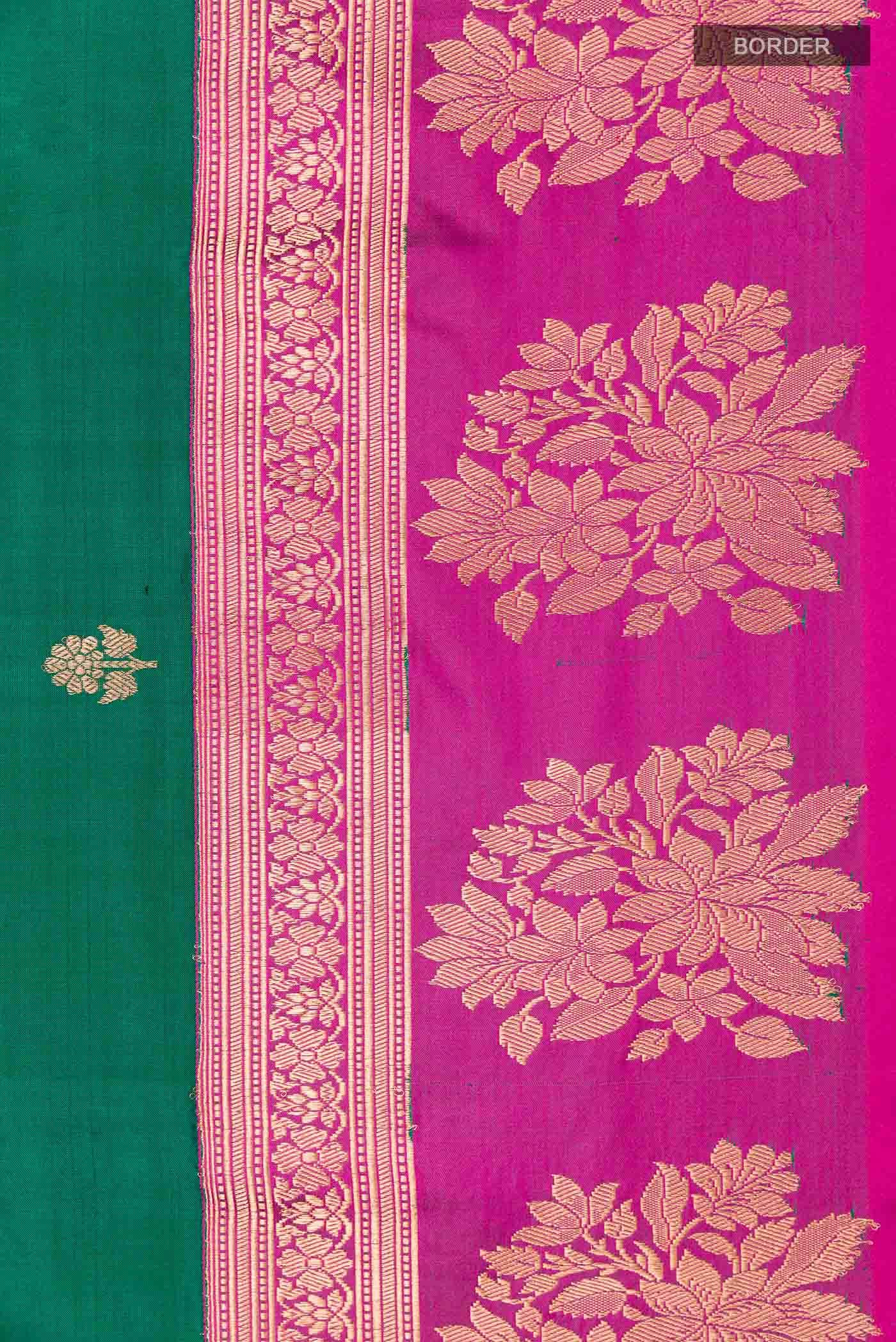 Bottle Green Banarasi Katan Silk Saree