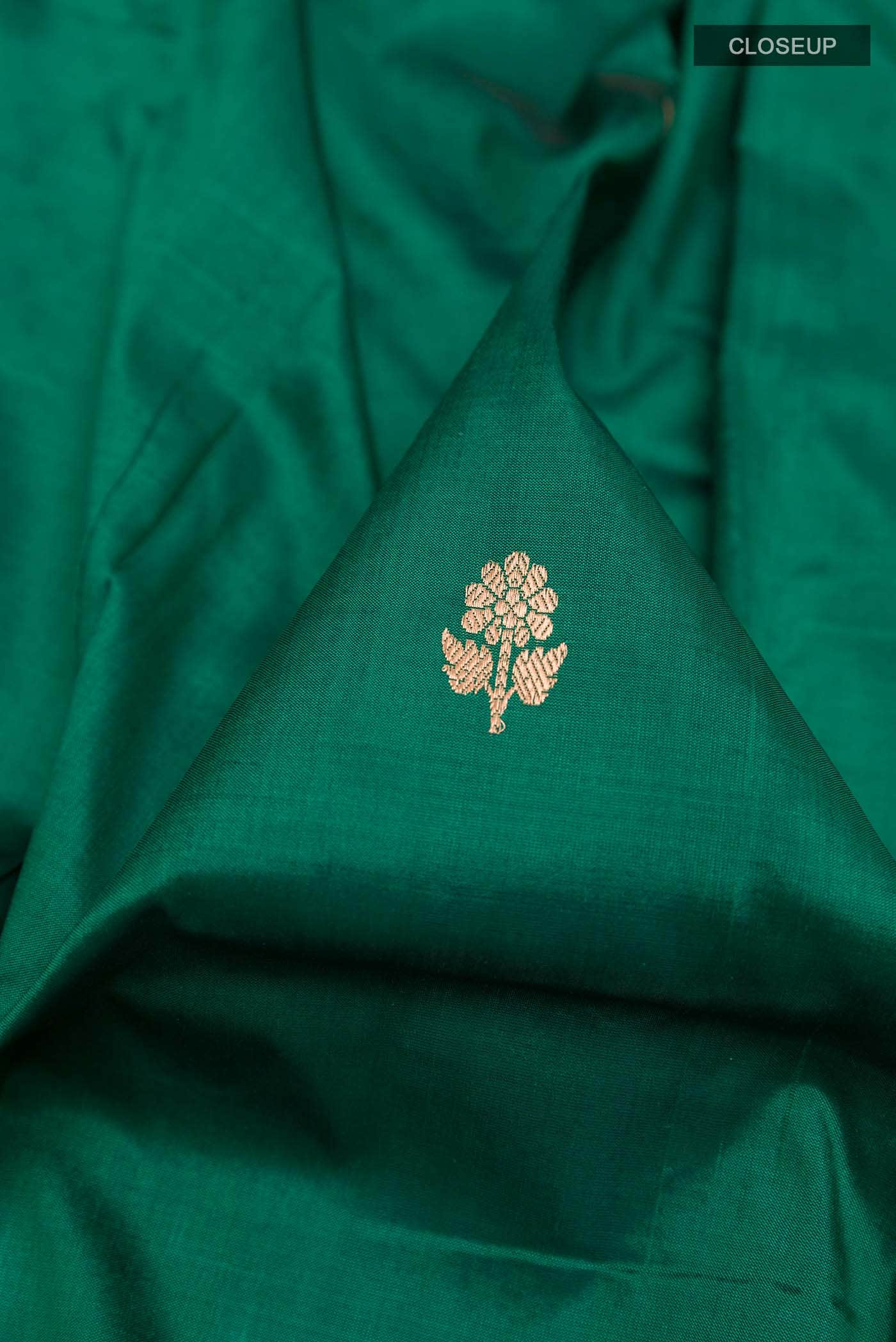 Bottle Green Banarasi Katan Silk Saree