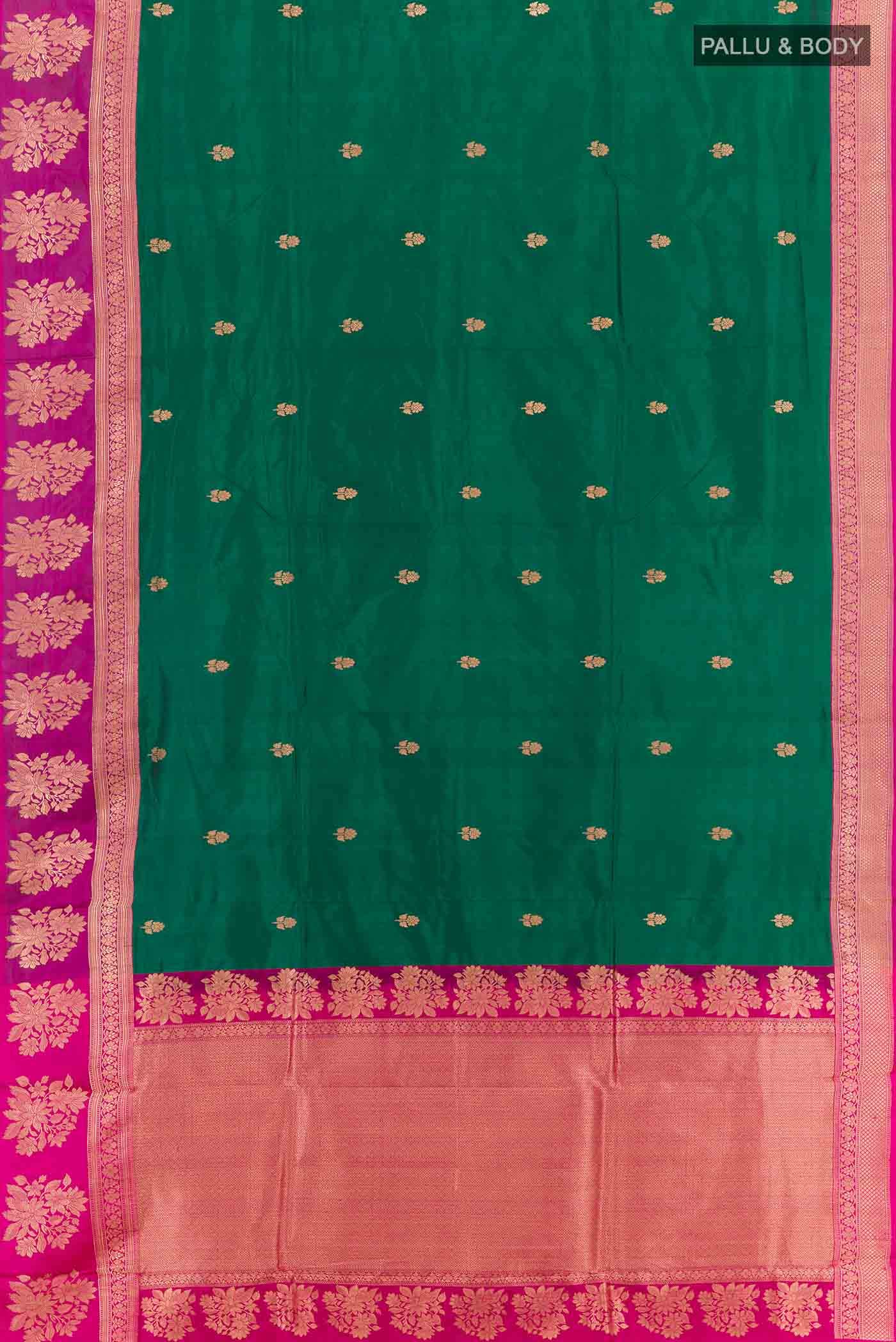 Bottle Green Banarasi Katan Silk Saree