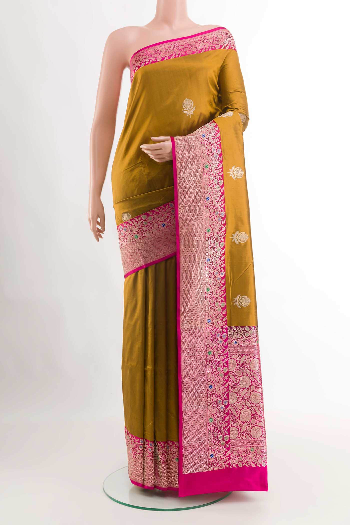 Golden Banarasi Katan Silk Saree
