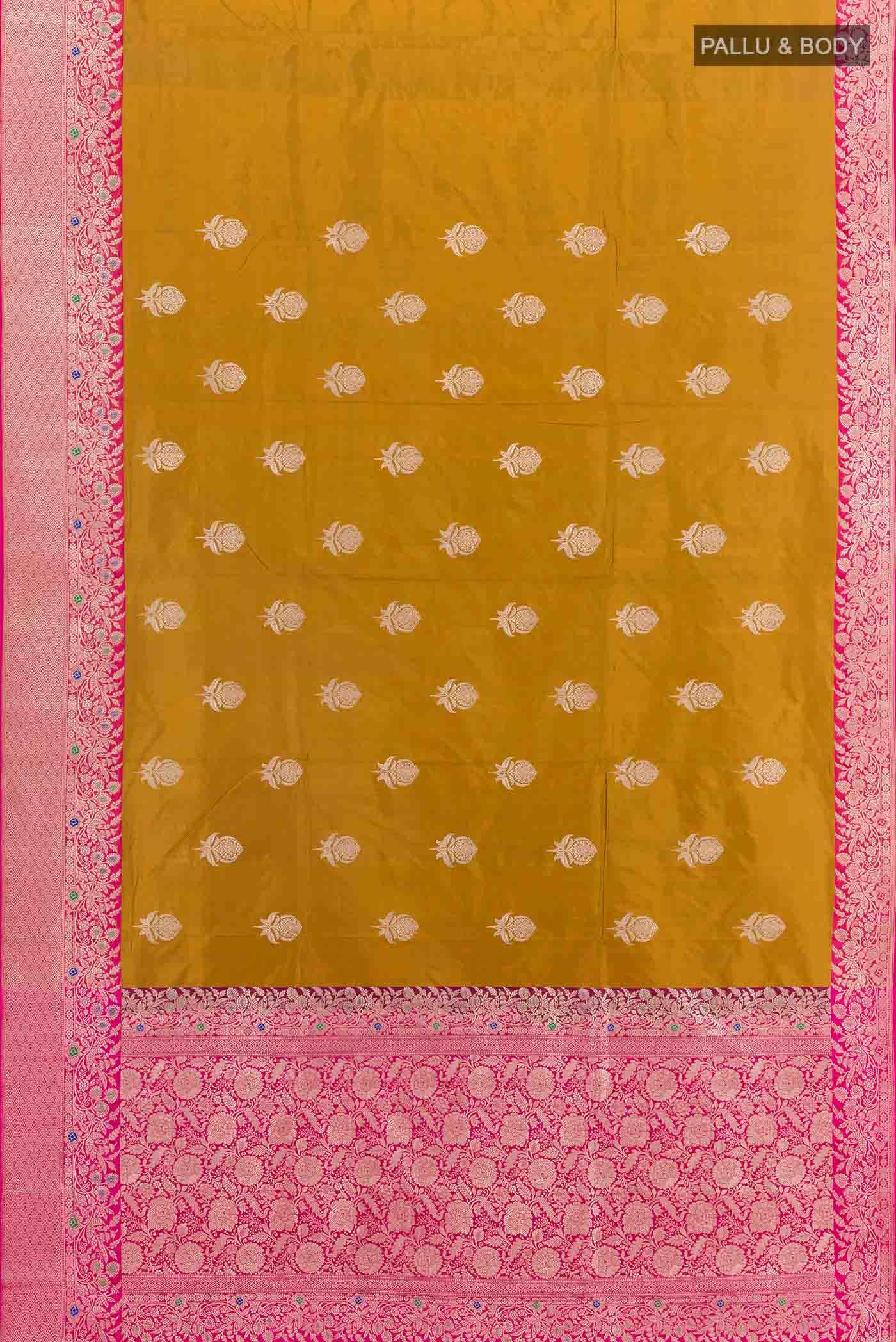 Golden Banarasi Katan Silk Saree
