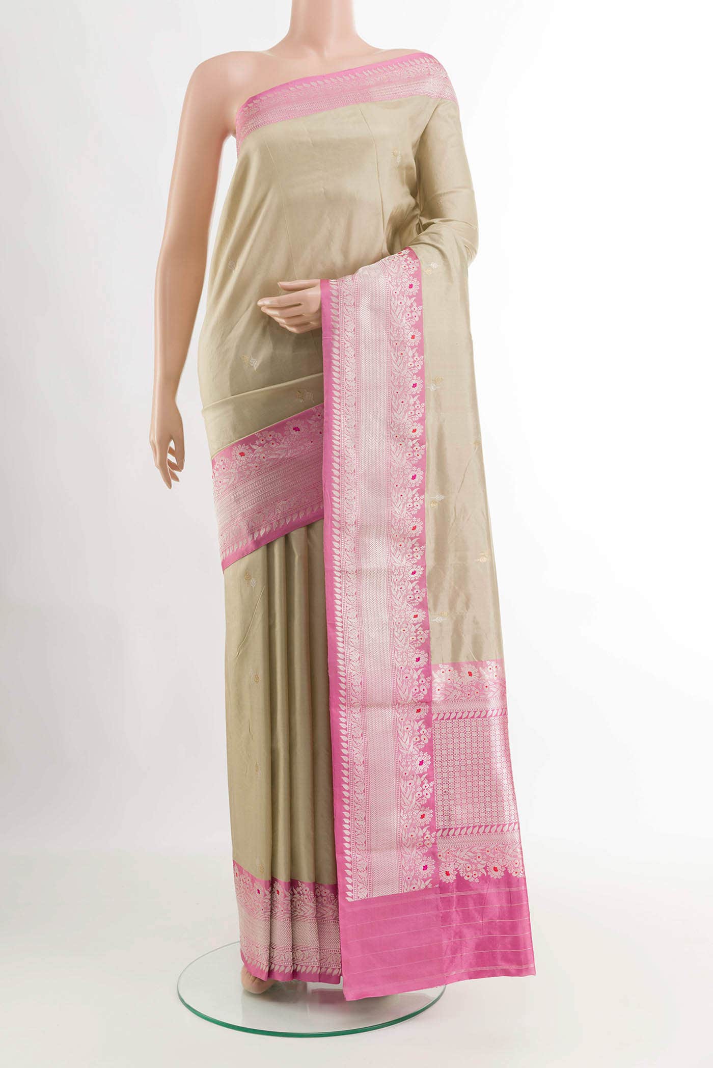 Grey Banarasi Katan Silk Saree