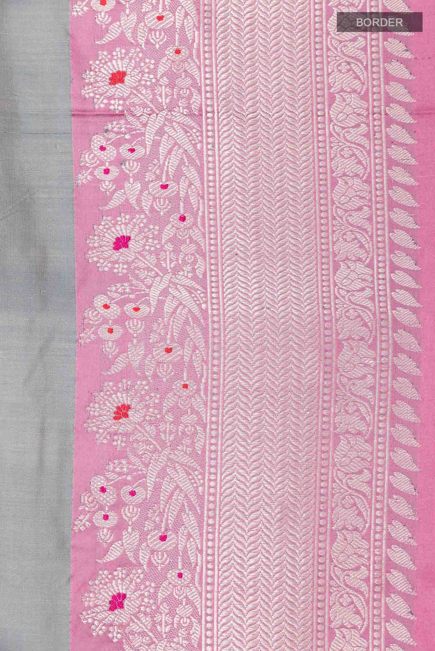 Grey Banarasi Katan Silk Saree