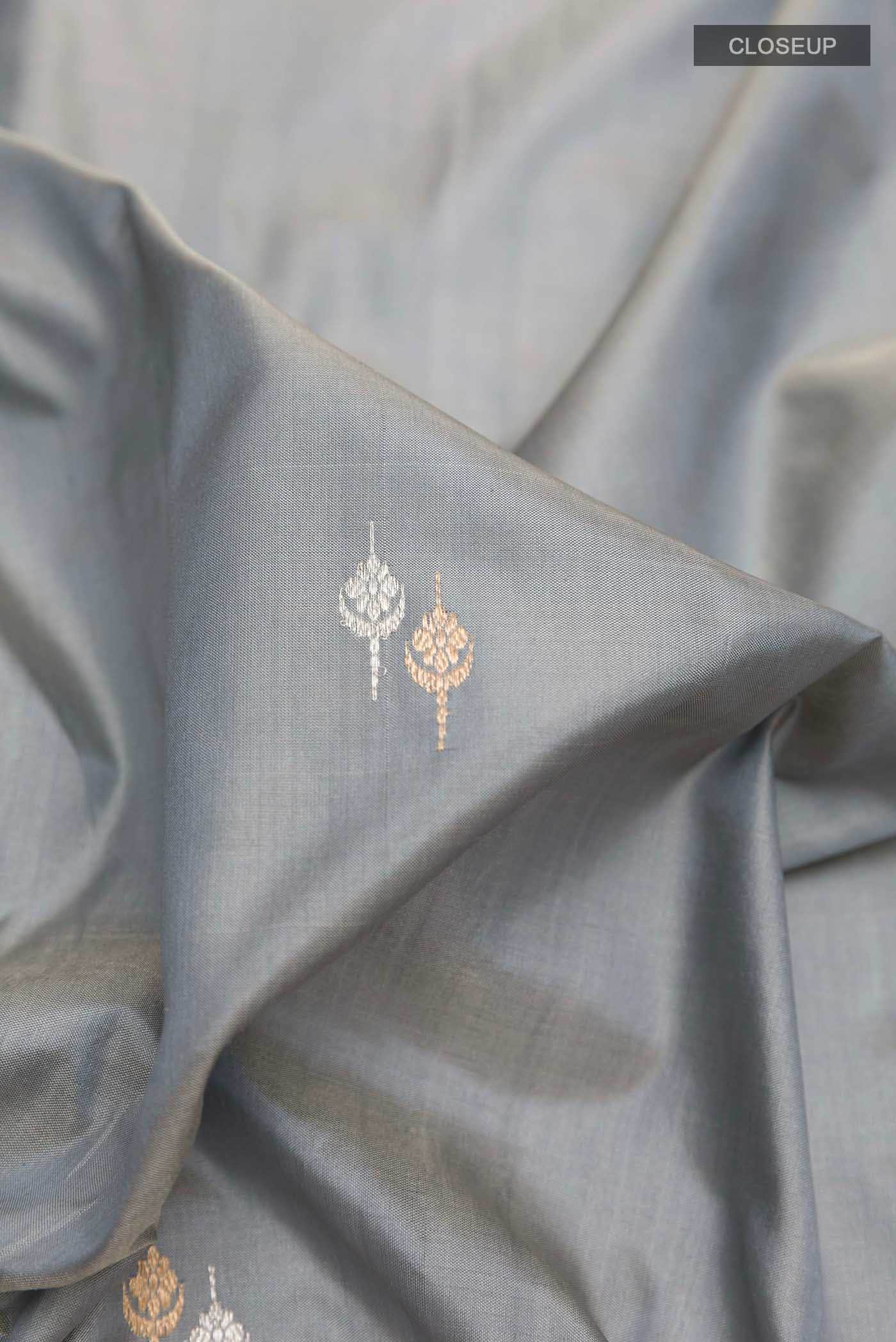 Grey Banarasi Katan Silk Saree