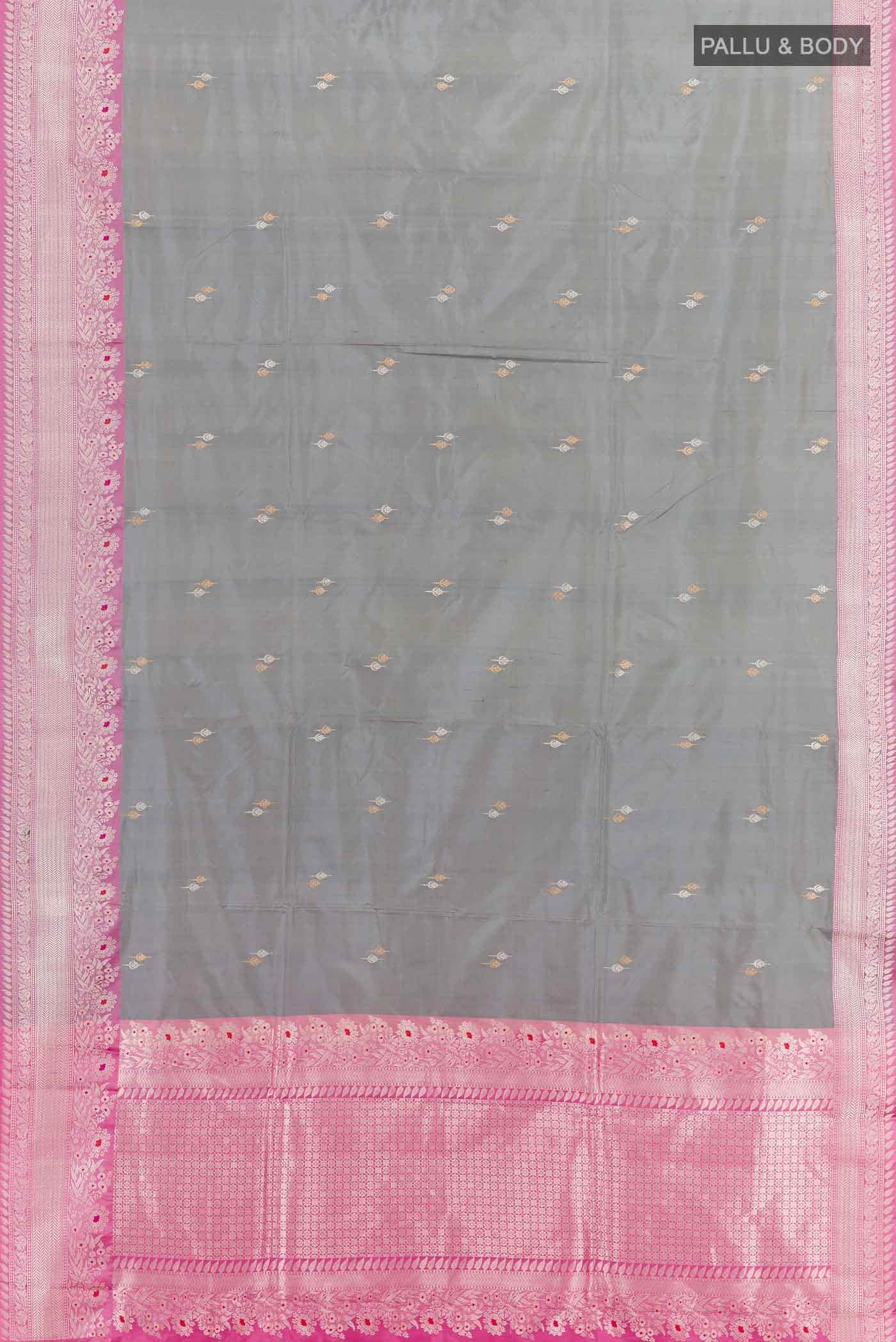Grey Banarasi Katan Silk Saree