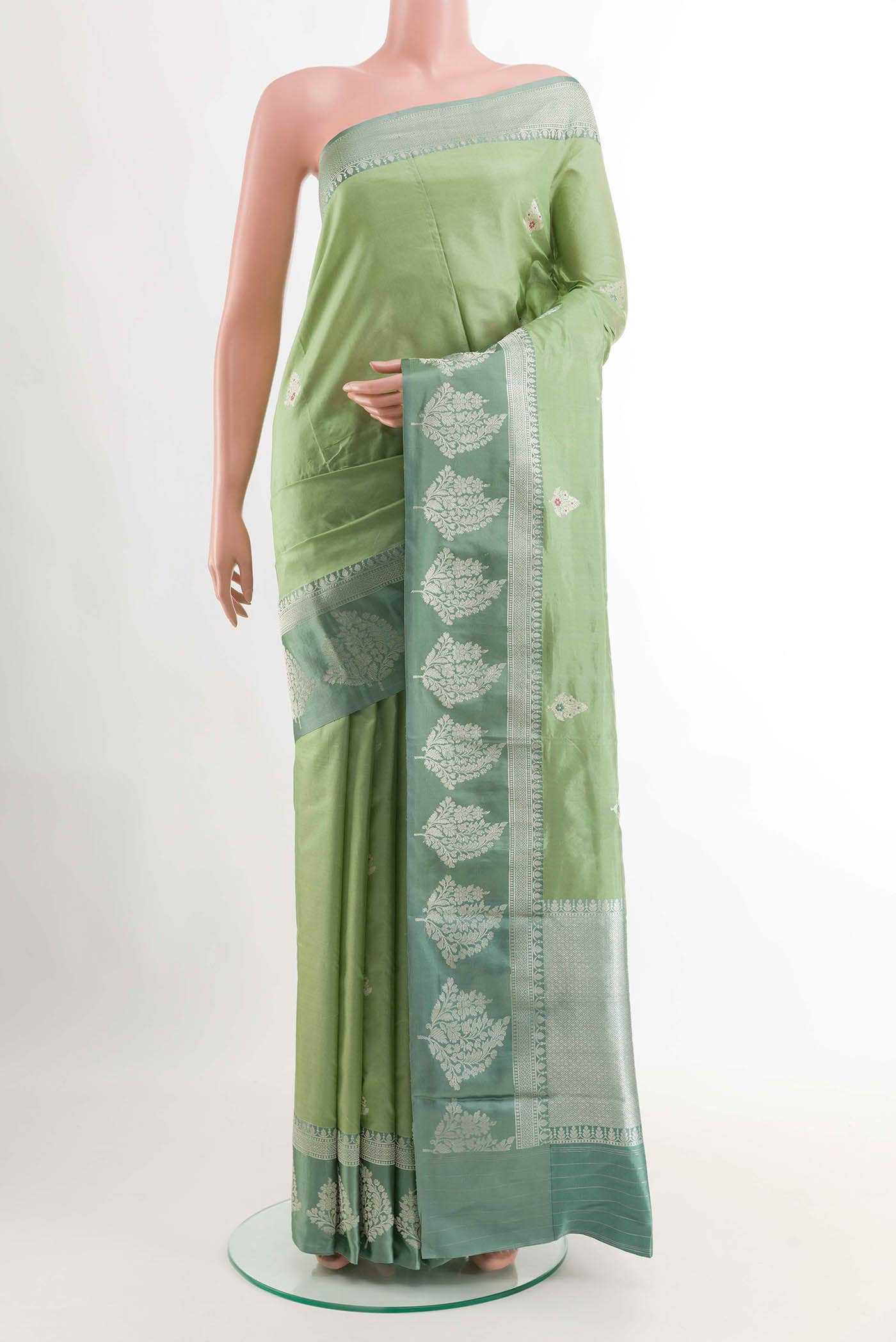 Sage Green Banarasi Katan Silk Saree