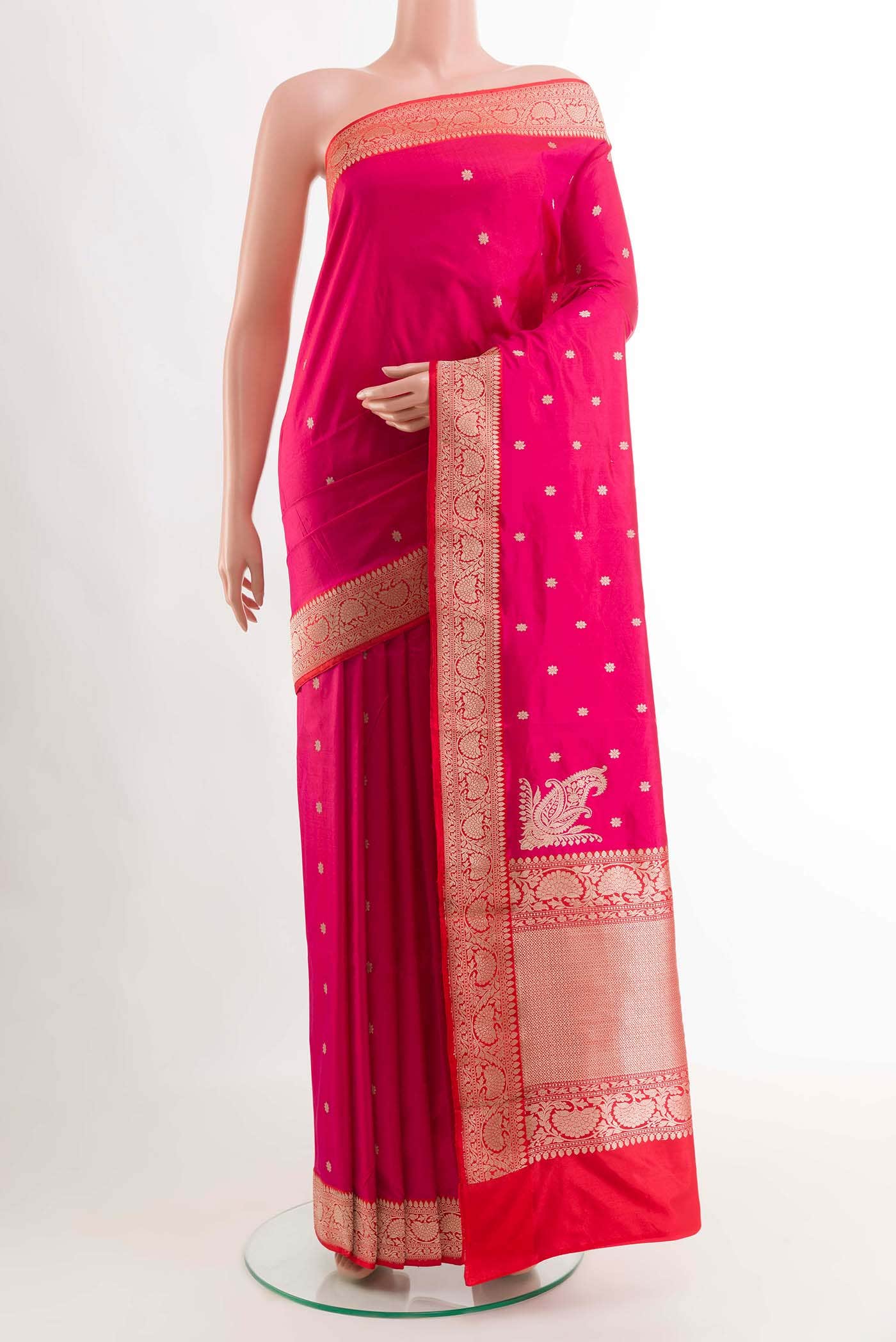 Dark Pink Banarasi Silk Saree