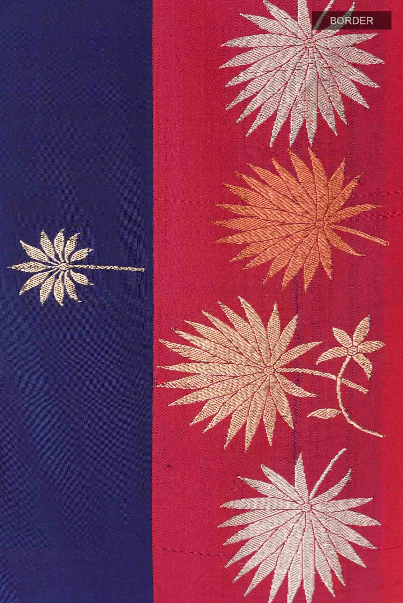 Navy Blue Banarasi Katan Silk Saree