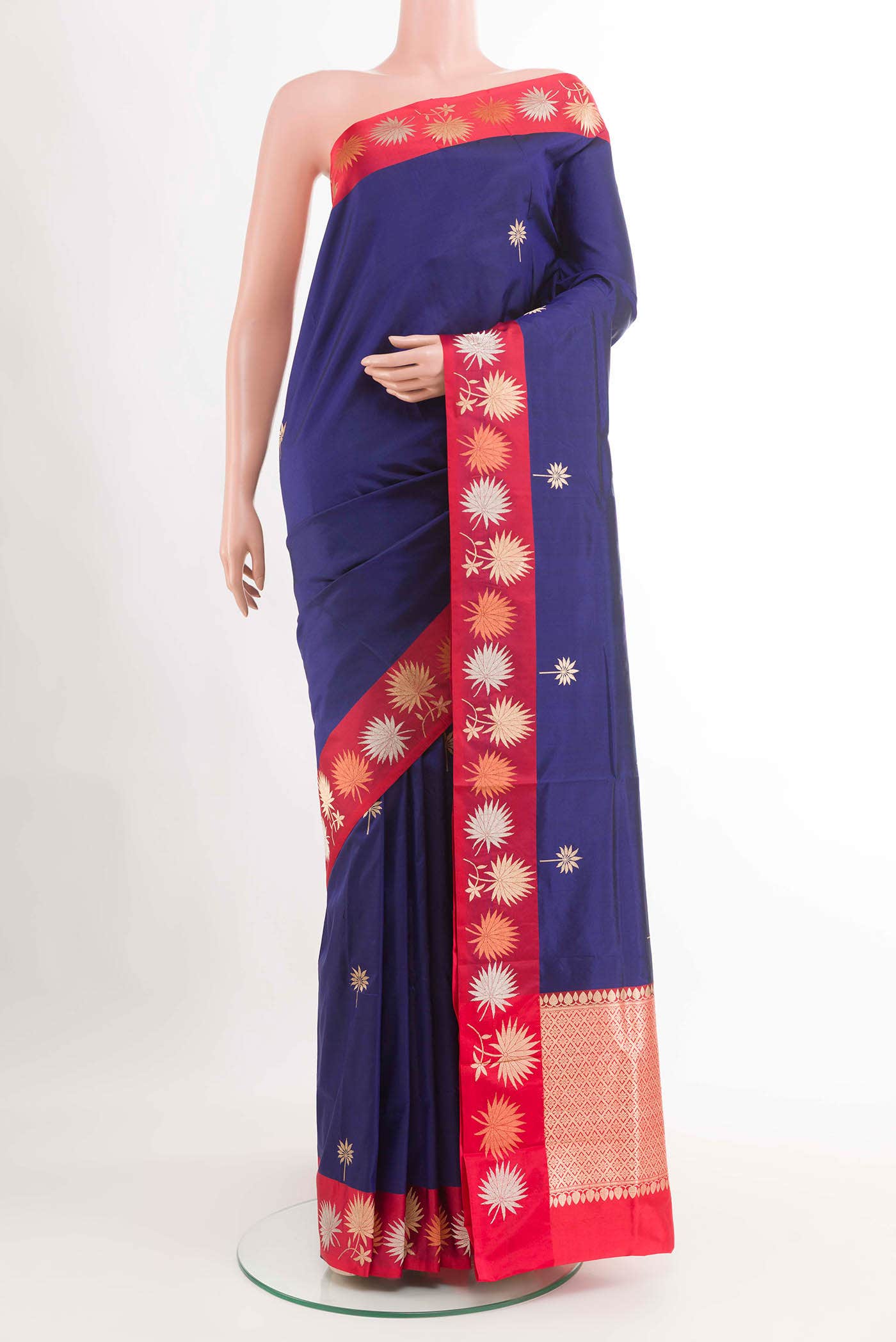 Navy Blue Banarasi Katan Silk Saree