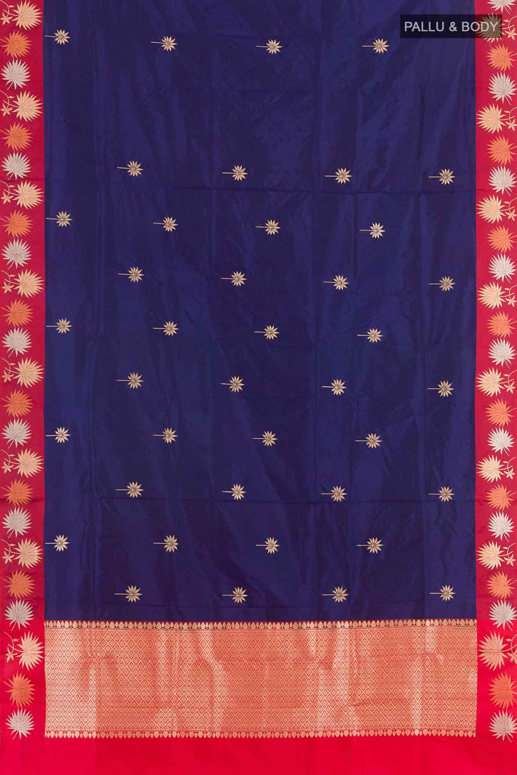 Navy Blue Banarasi Katan Silk Saree