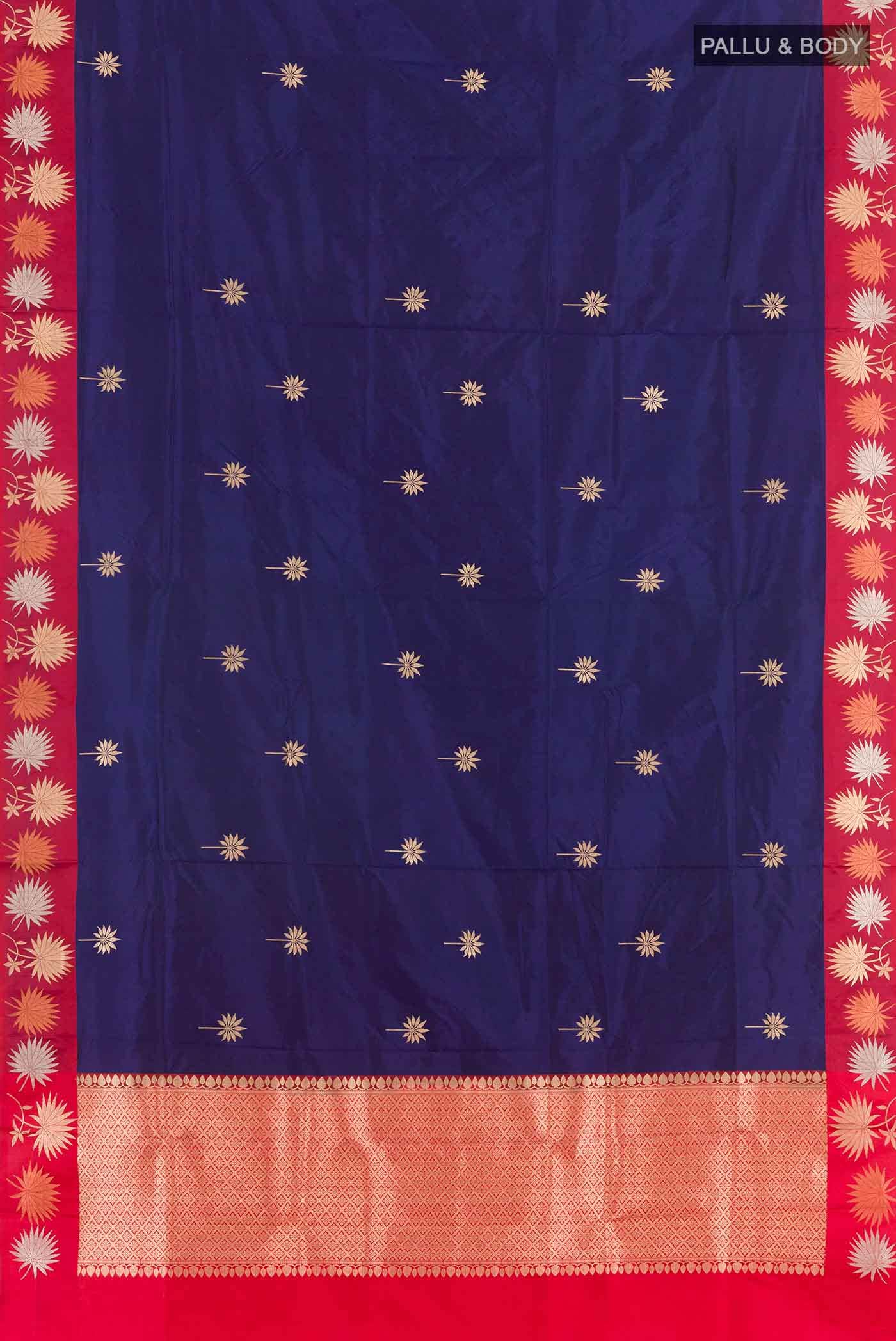 Navy Blue Banarasi Katan Silk Saree