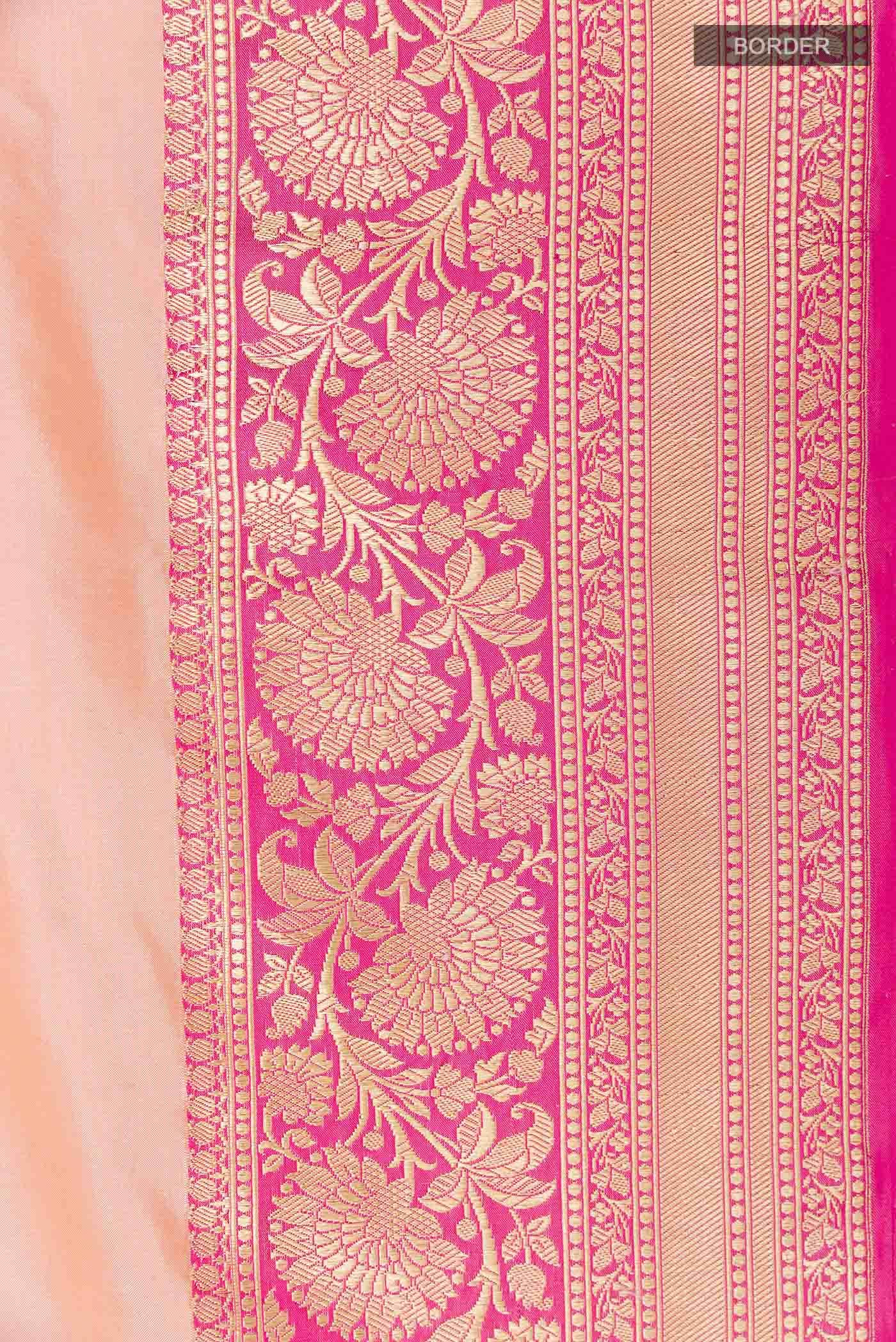 Peach Banarasi Katan Silk Saree