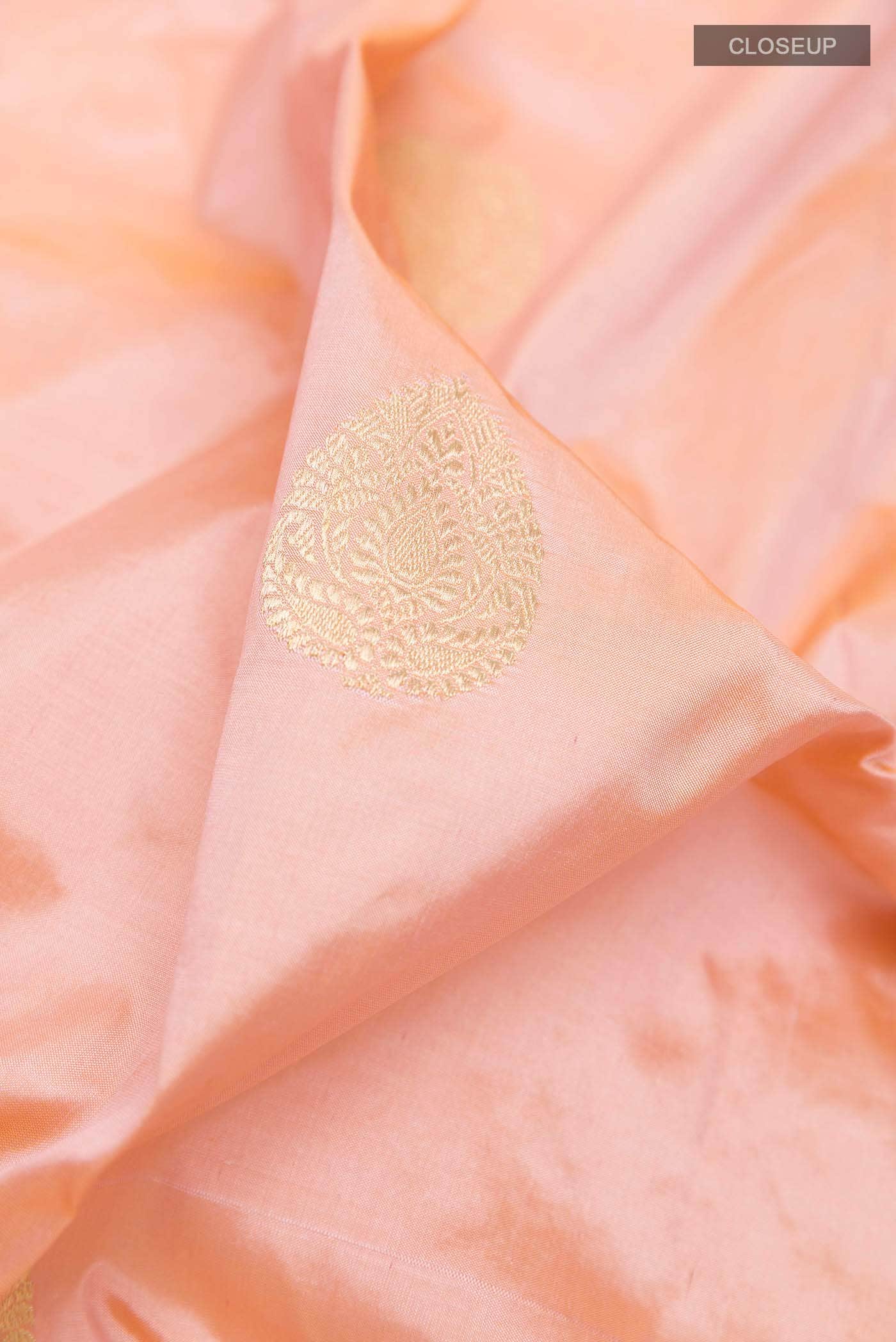 Peach Banarasi Katan Silk Saree