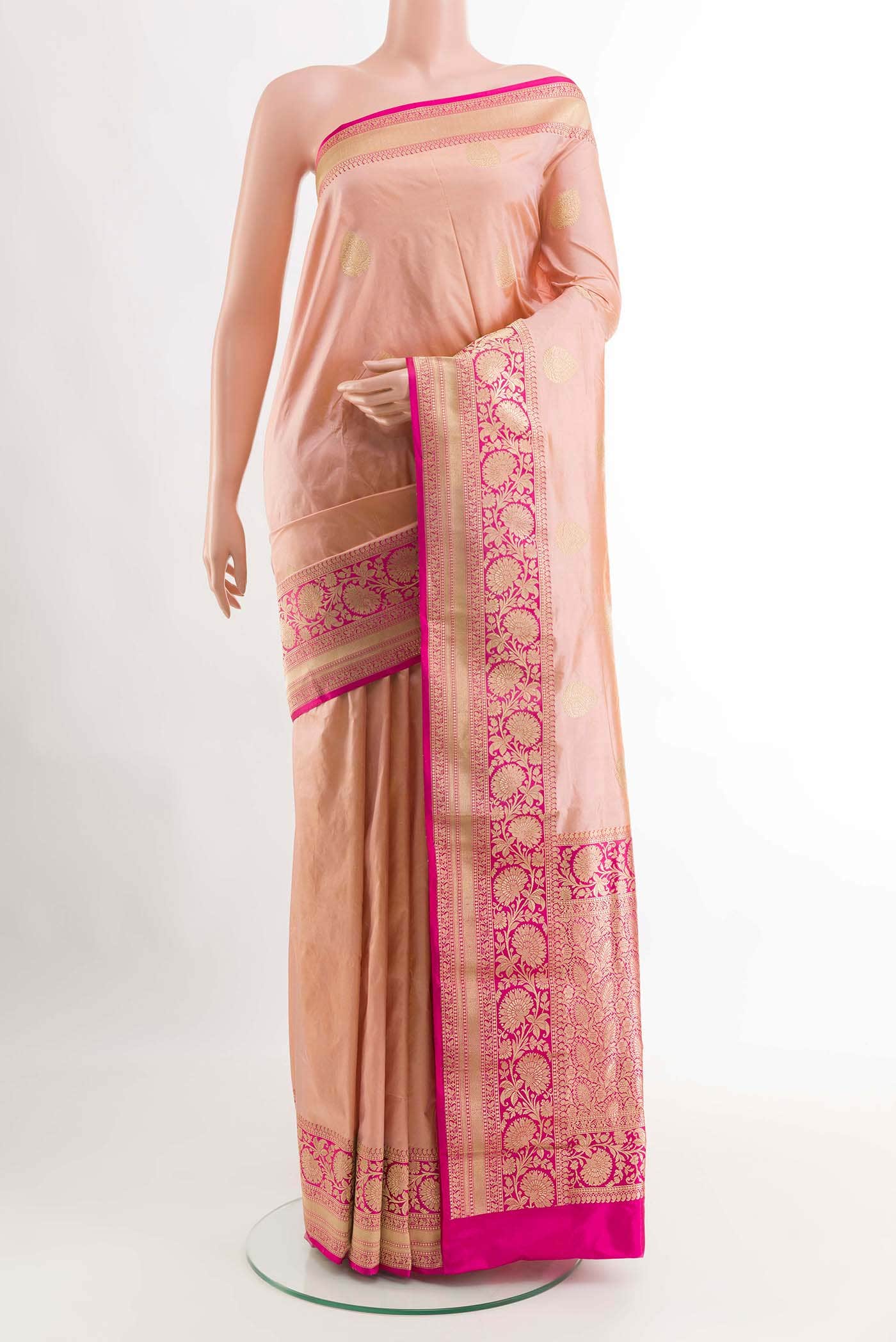 Peach Banarasi Katan Silk Saree
