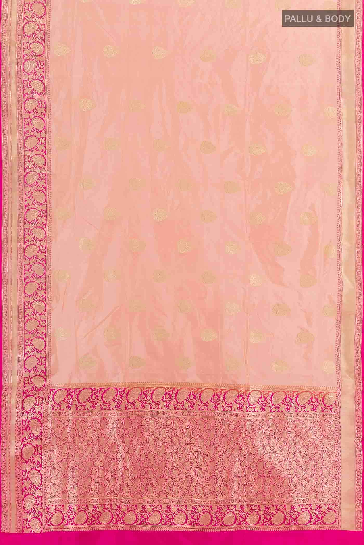 Peach Banarasi Katan Silk Saree