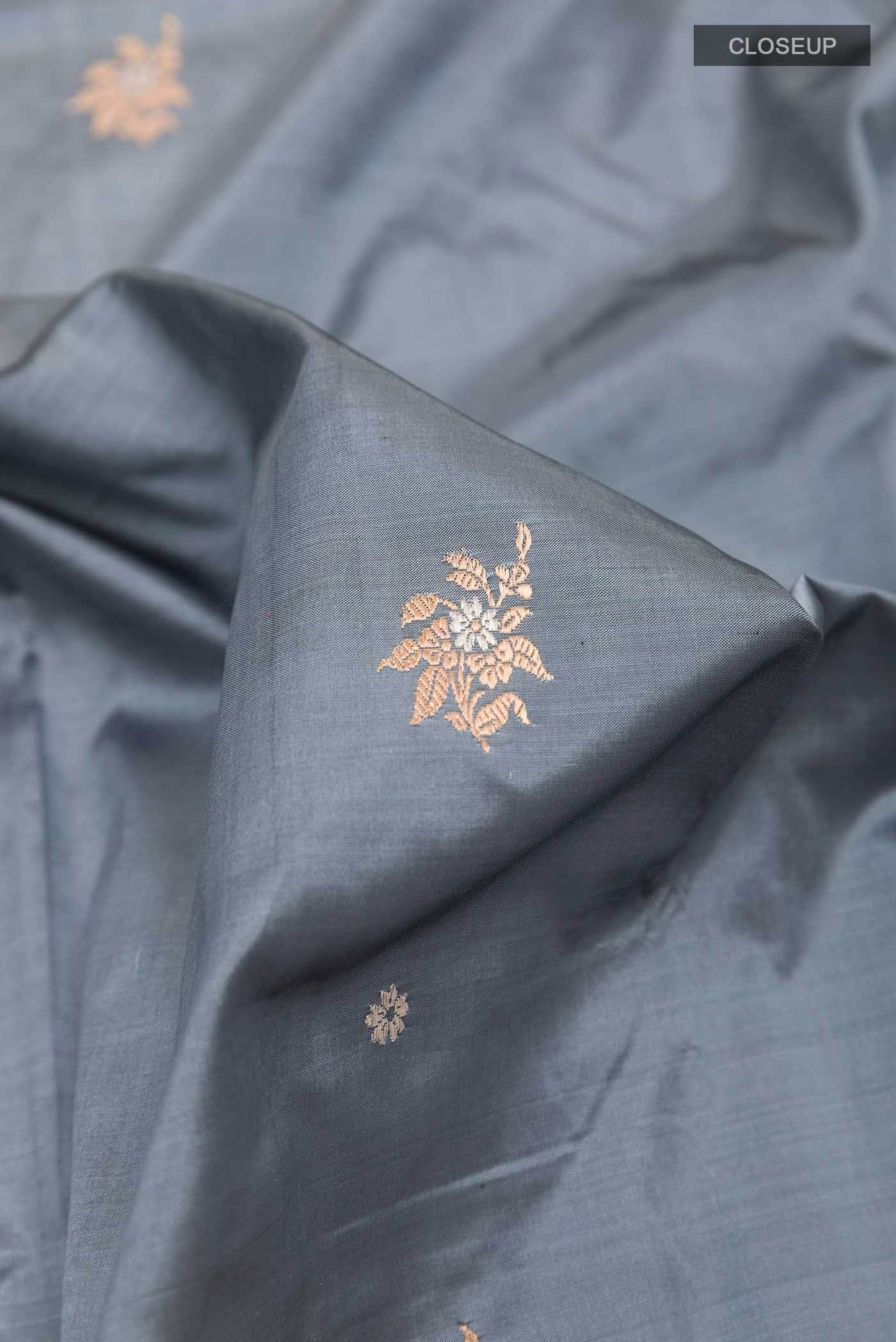 Grey Banarasi Silk Saree