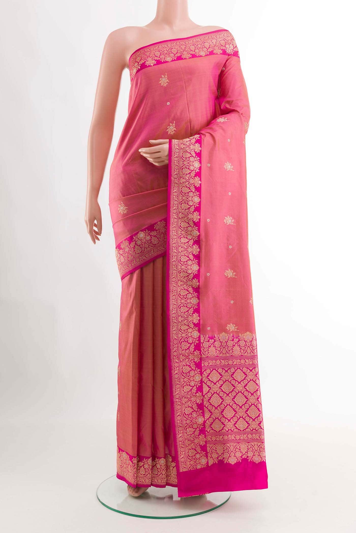 Pink Banarasi Katan Silk Saree
