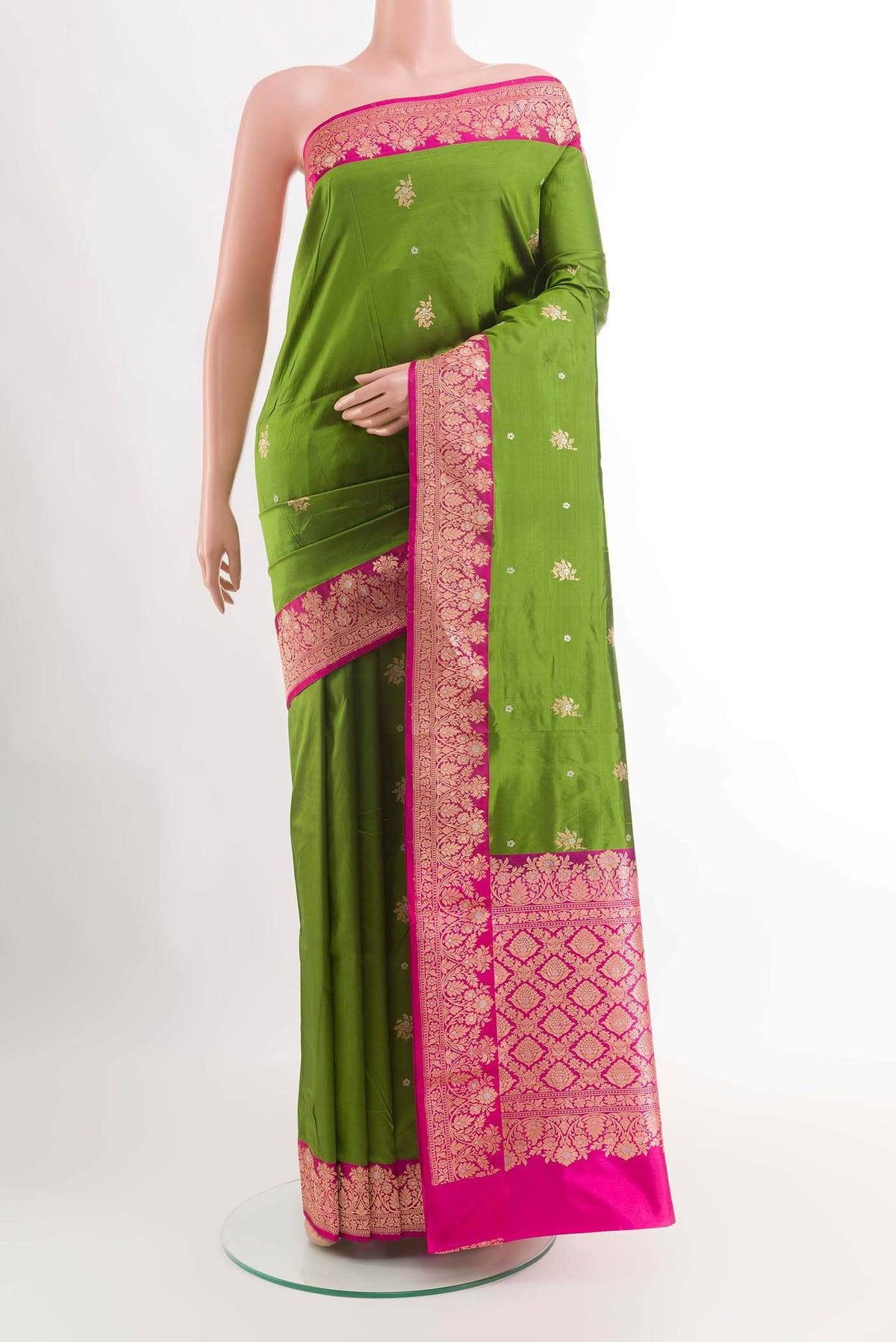 Green Banarasi Katan Silk Saree