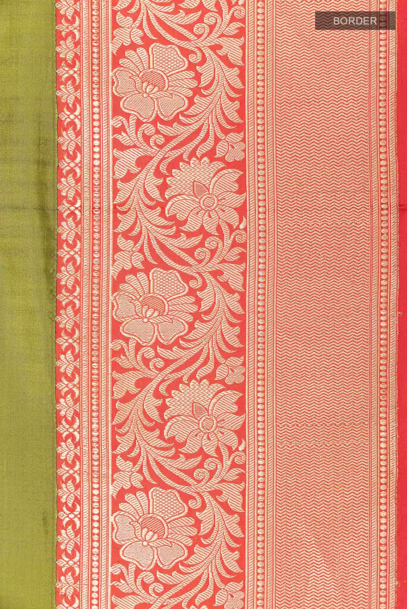 Mehandi Green Banarasi Katan Silk Saree