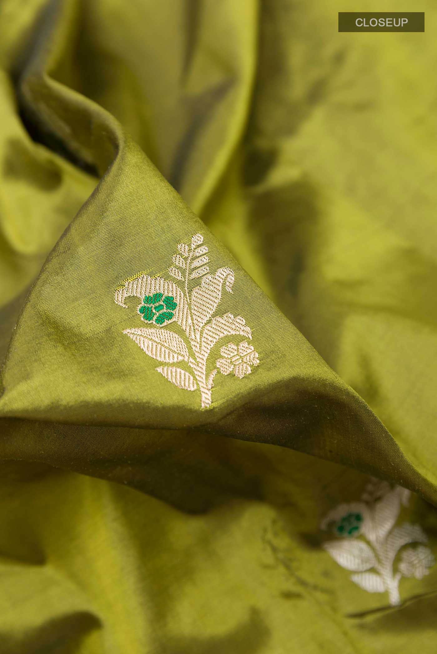 Mehandi Green Banarasi Katan Silk Saree