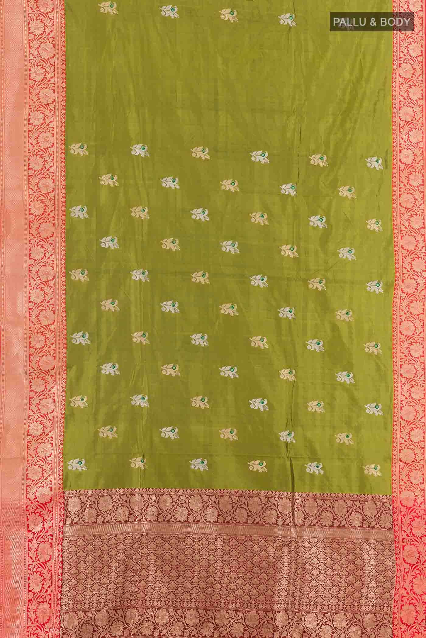 Mehandi Green Banarasi Katan Silk Saree