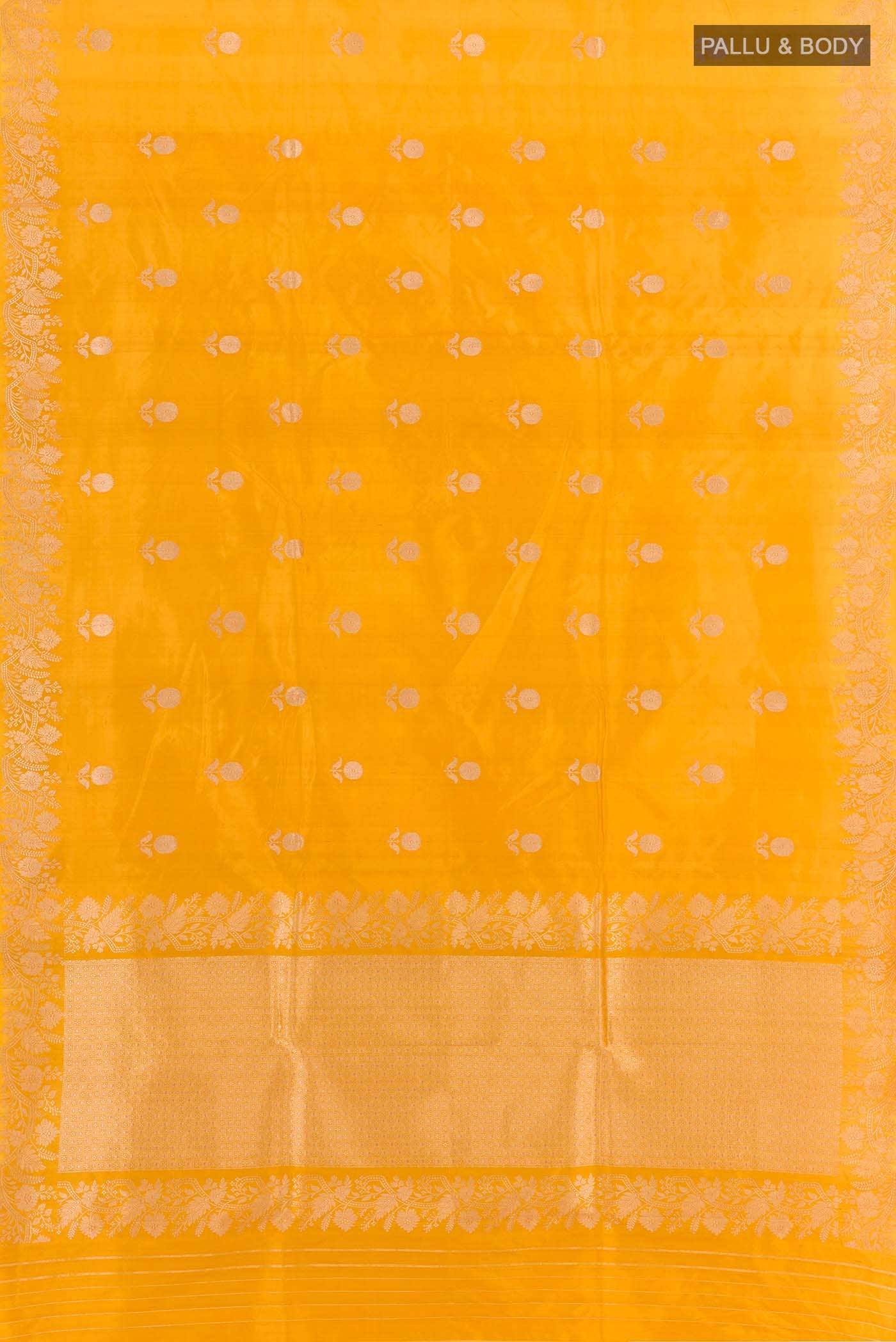 Yellow Banarasi Katan Silk Saree