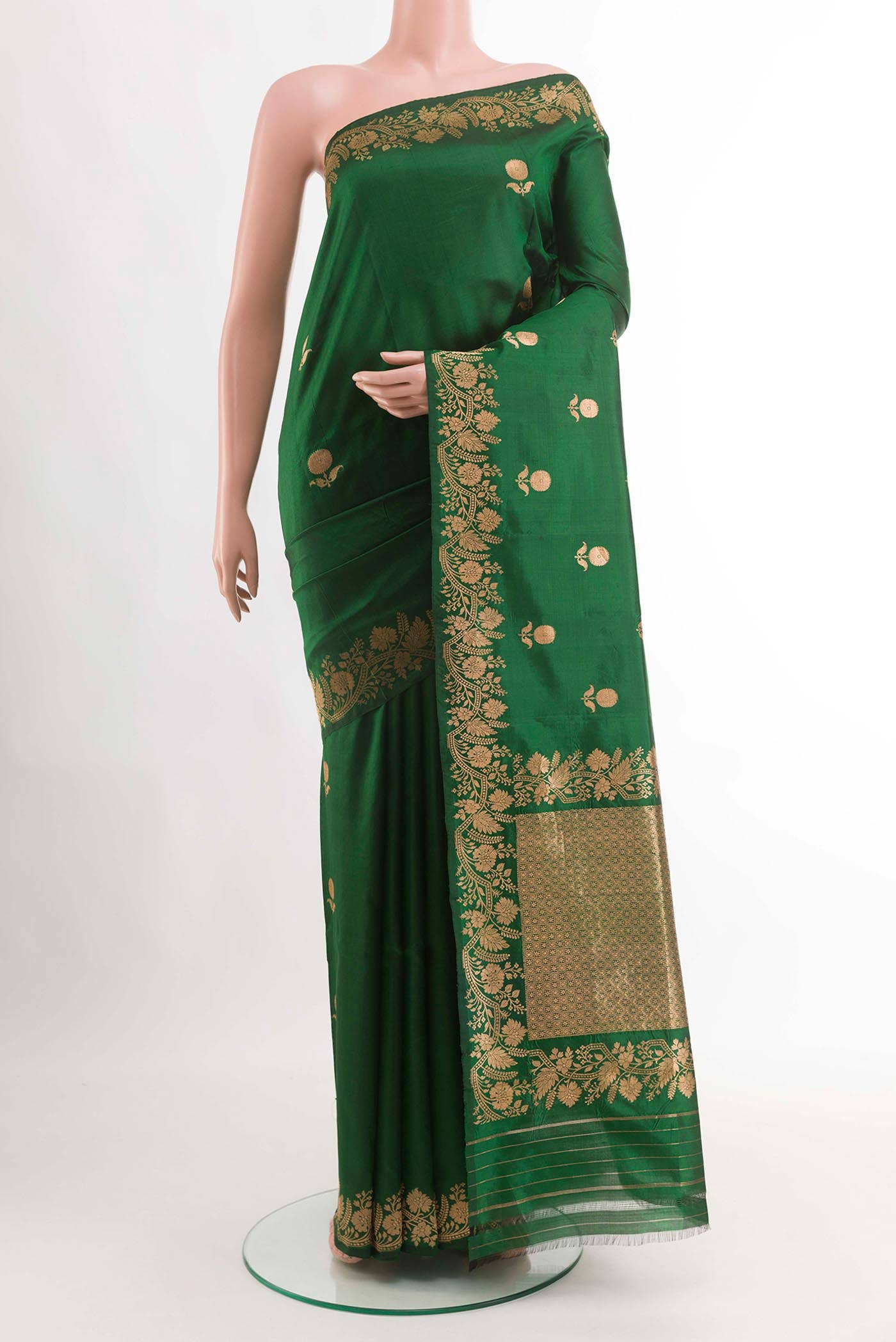 Green Banarasi Katan Silk Saree