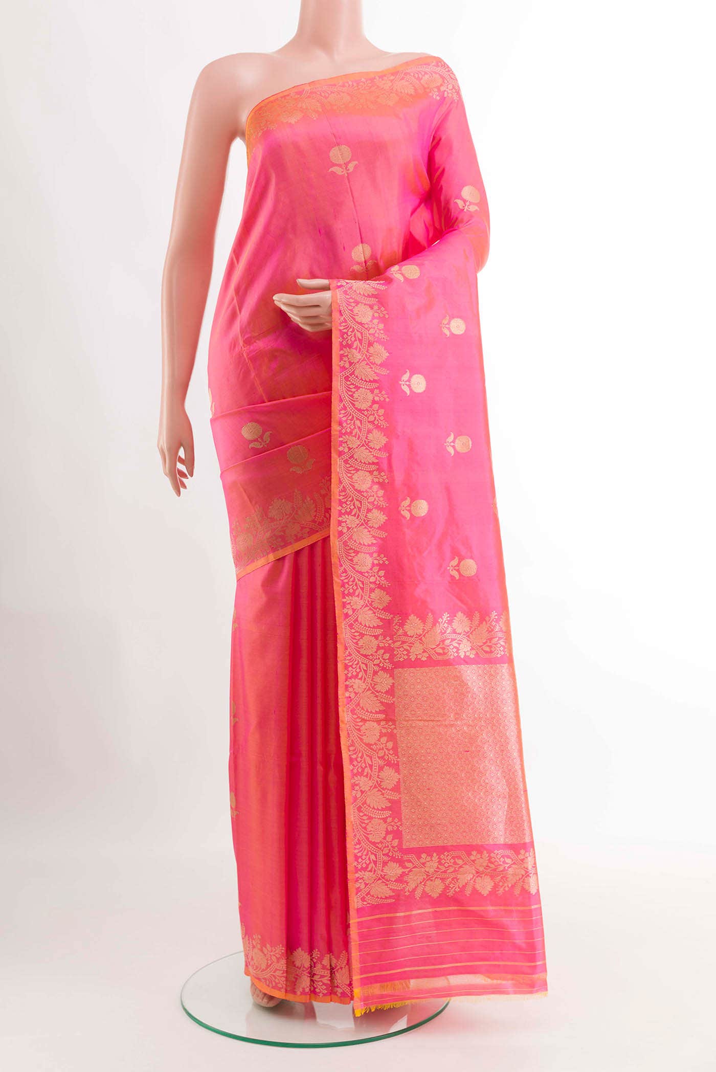 Pink Dual Tone Banarasi Katan Silk Saree