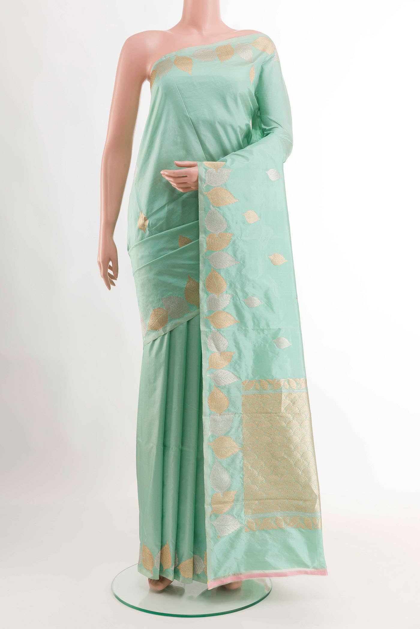 Mint Green Banarasi Katan Silk Saree