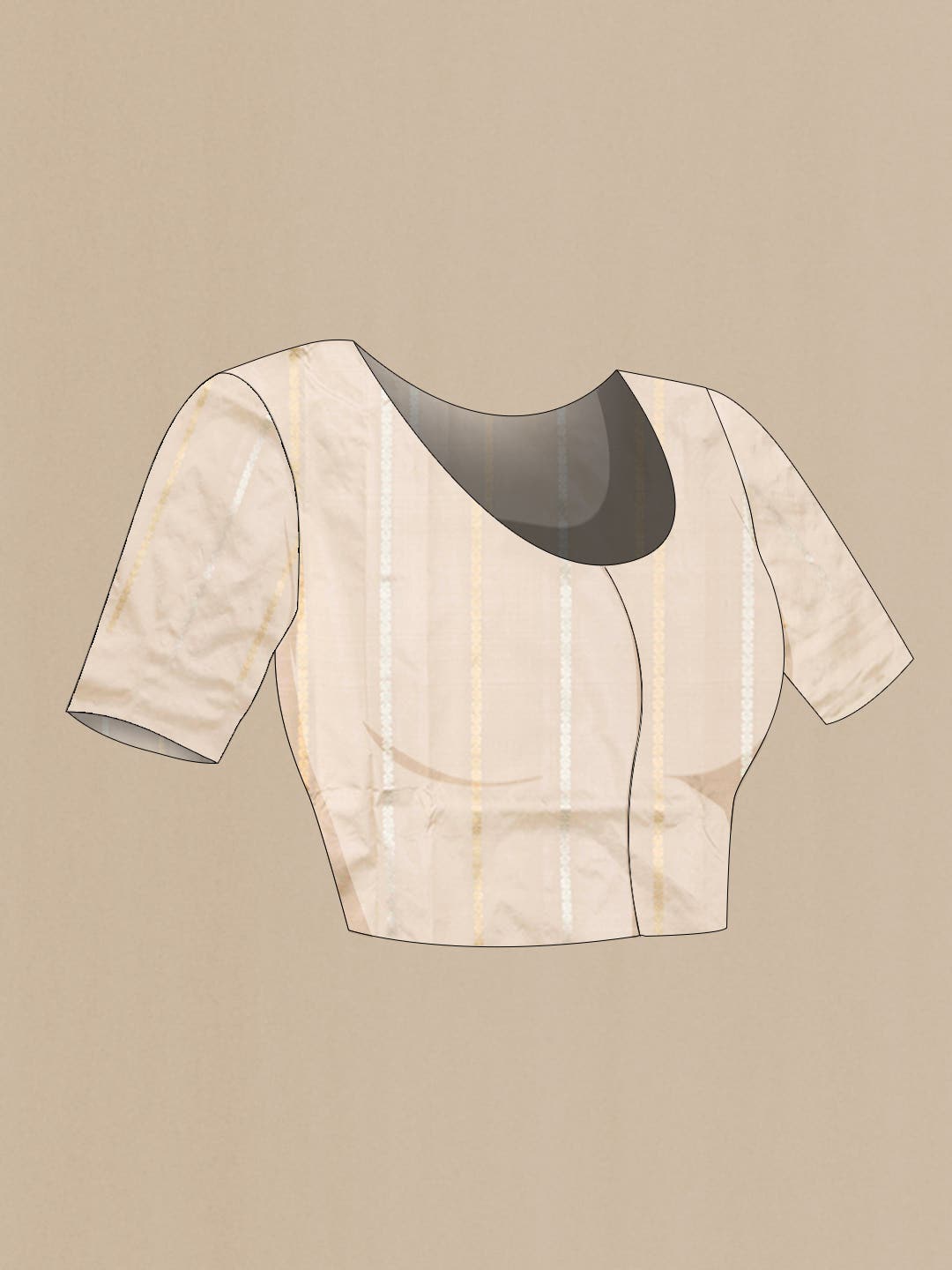 Cream Banarasi Katan Silk Saree