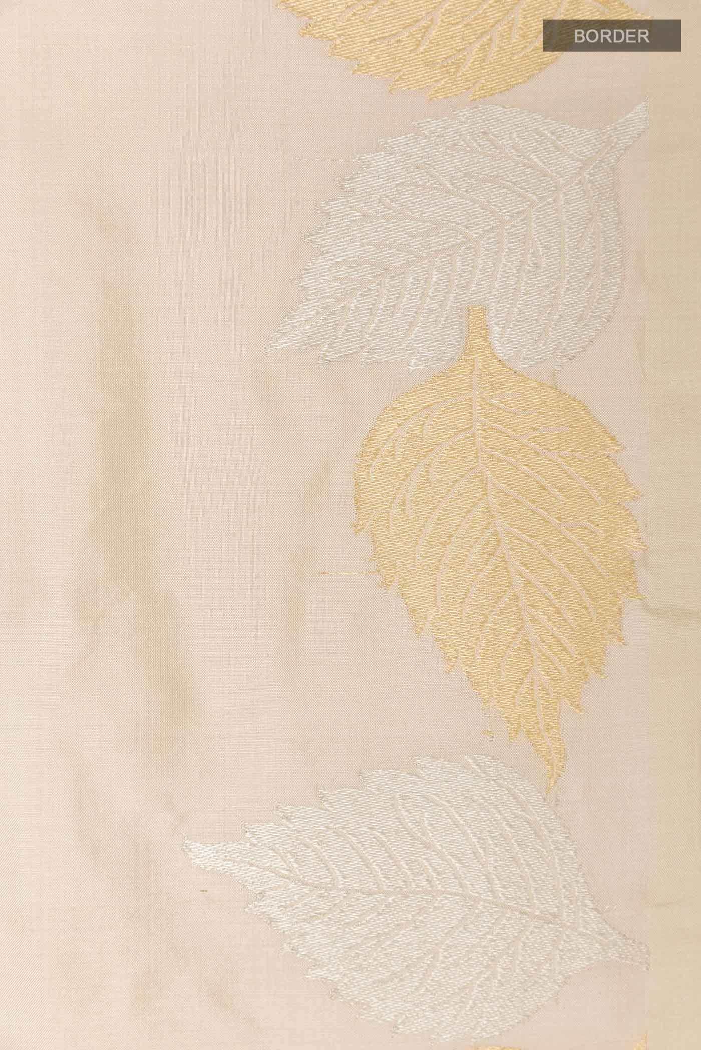 Cream Banarasi Katan Silk Saree