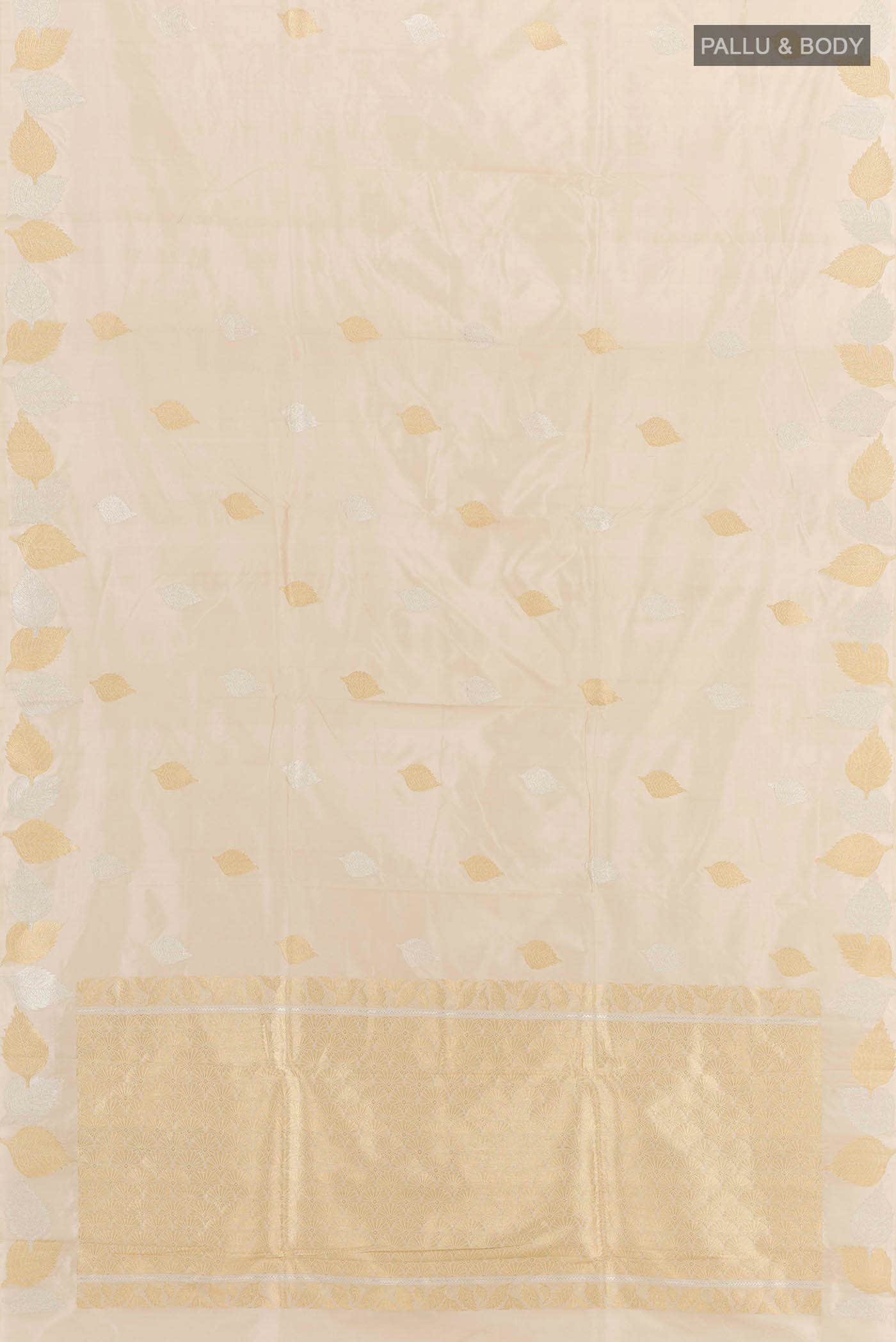 Cream Banarasi Katan Silk Saree