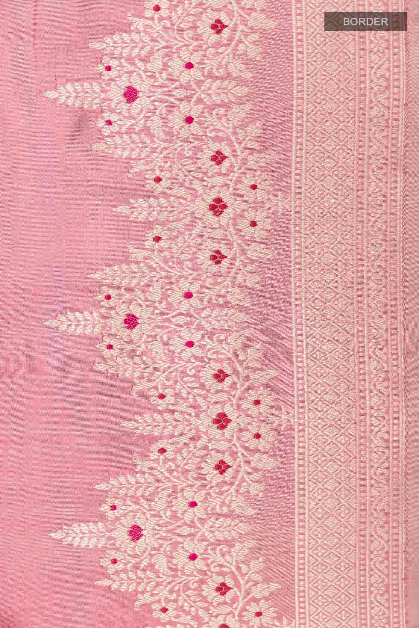 Pink Banarasi Katan Silk Saree