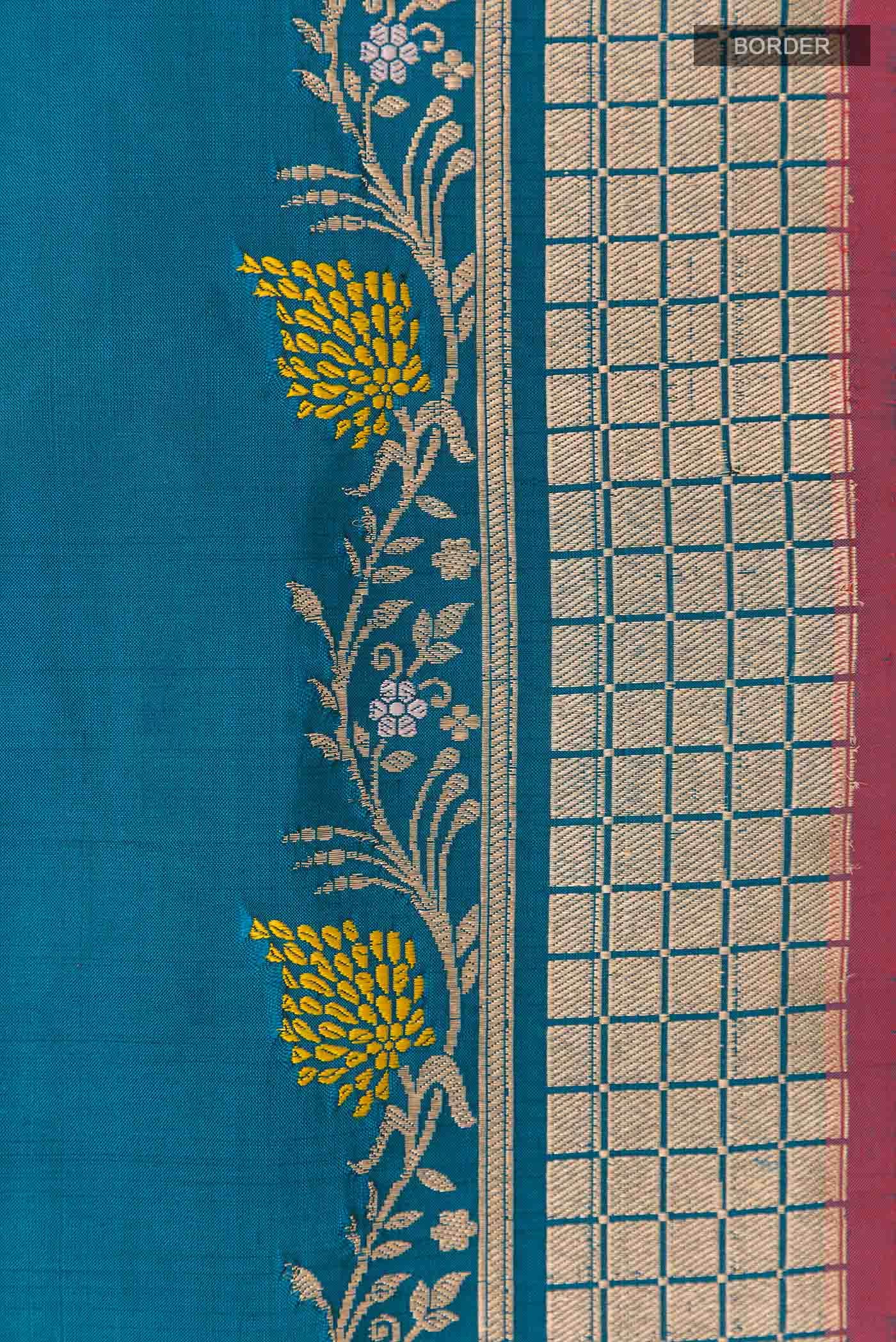 Blue Banarasi Katan Silk Saree