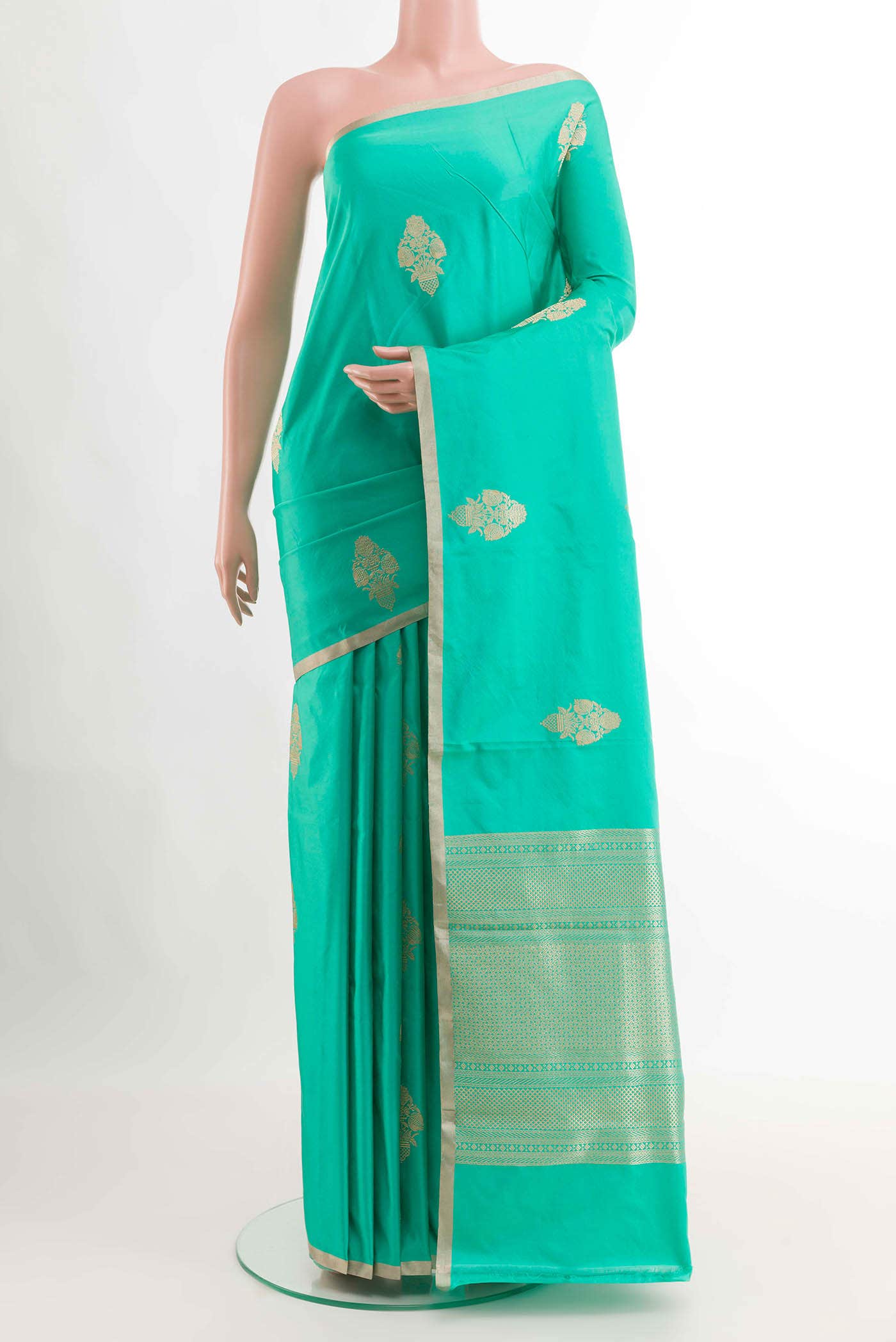 Sea Green Banarasi Silk Saree